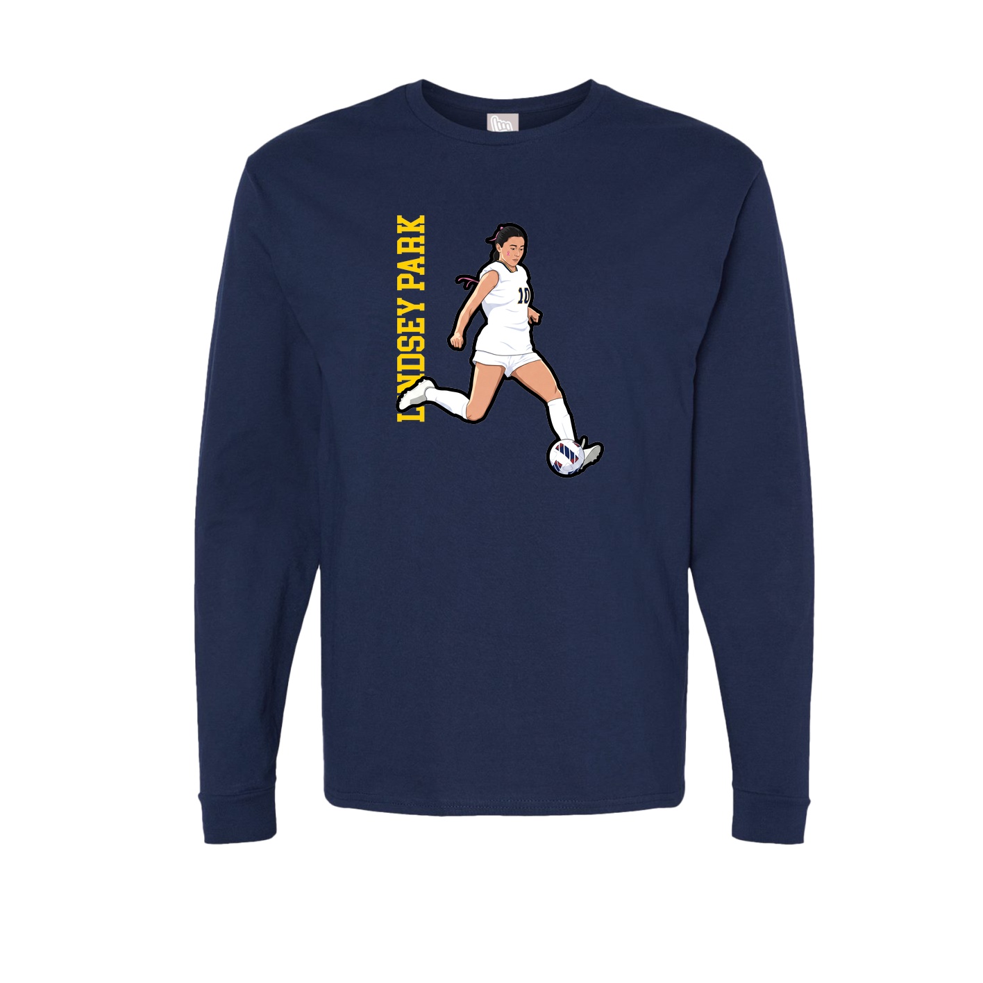 Long Sleeve Tee — Name Vertical in Navy