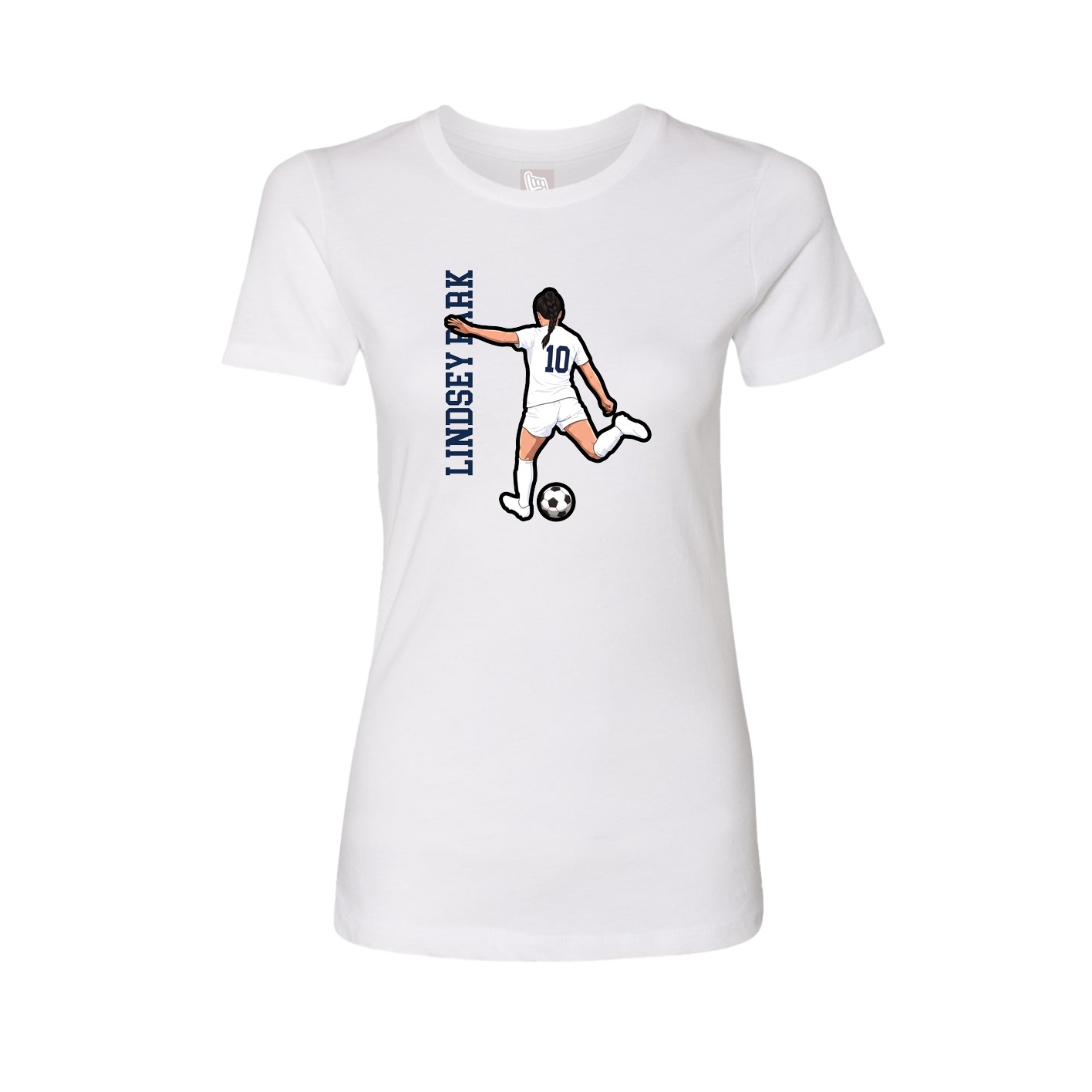 Fitted Women's Tee — Name Vertical in White
