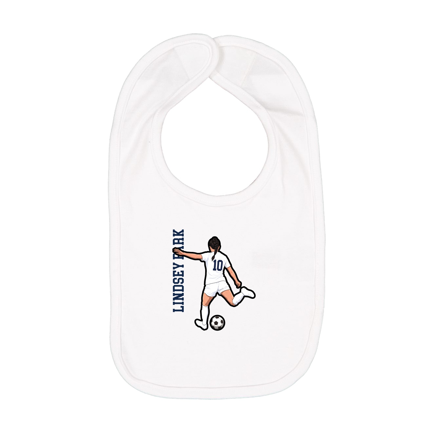 Infant Bib — Name Vertical in White
