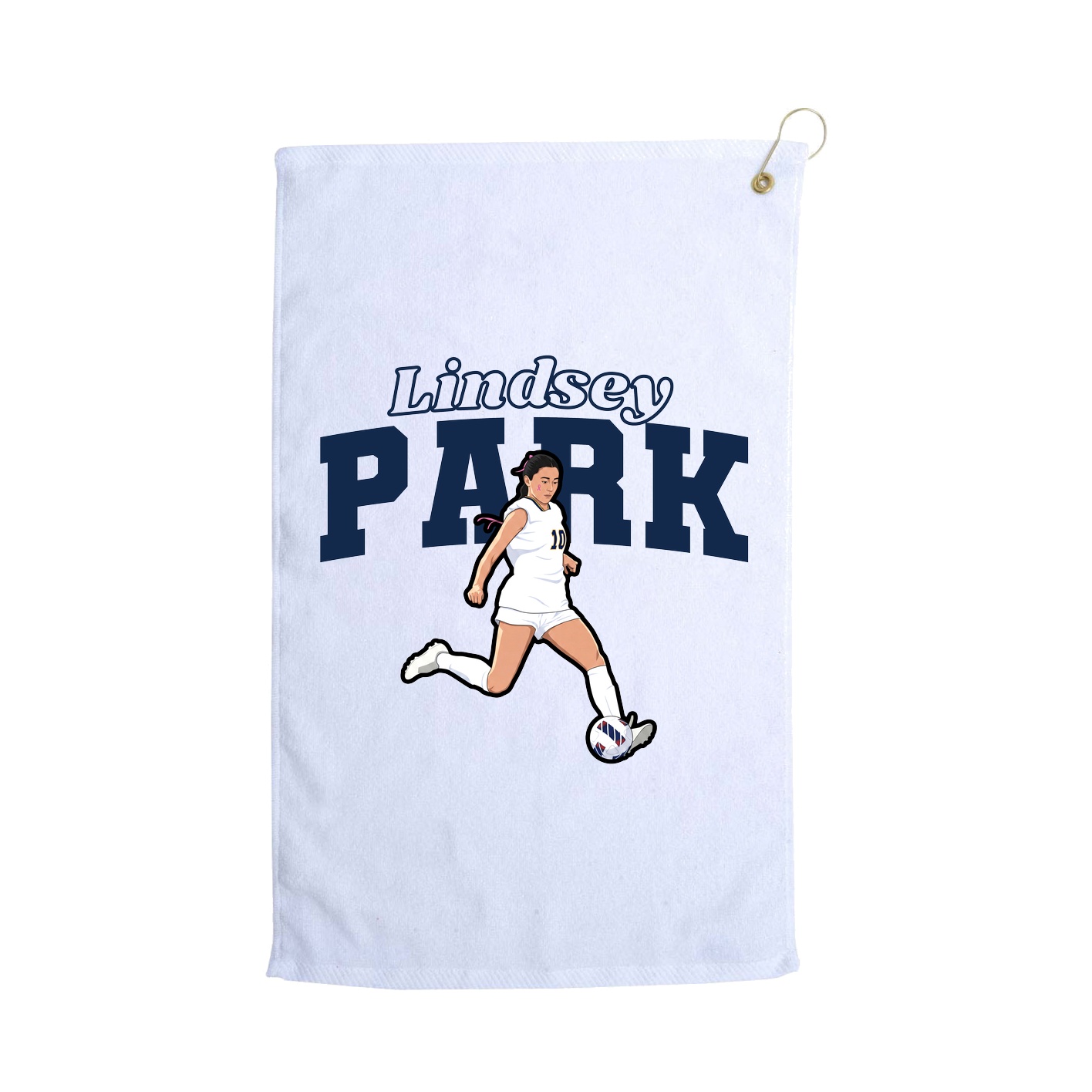 Golf Towel — Name Arch in White