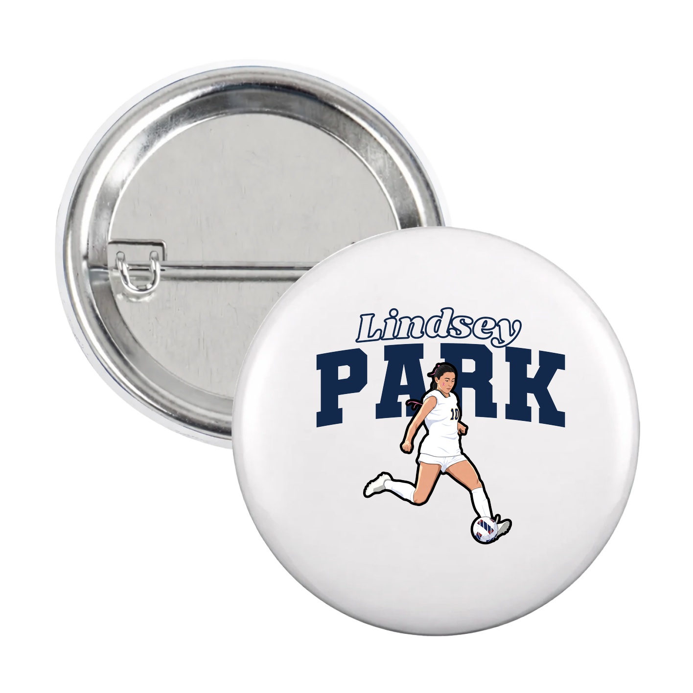 Game Day Button — Name Arch in White