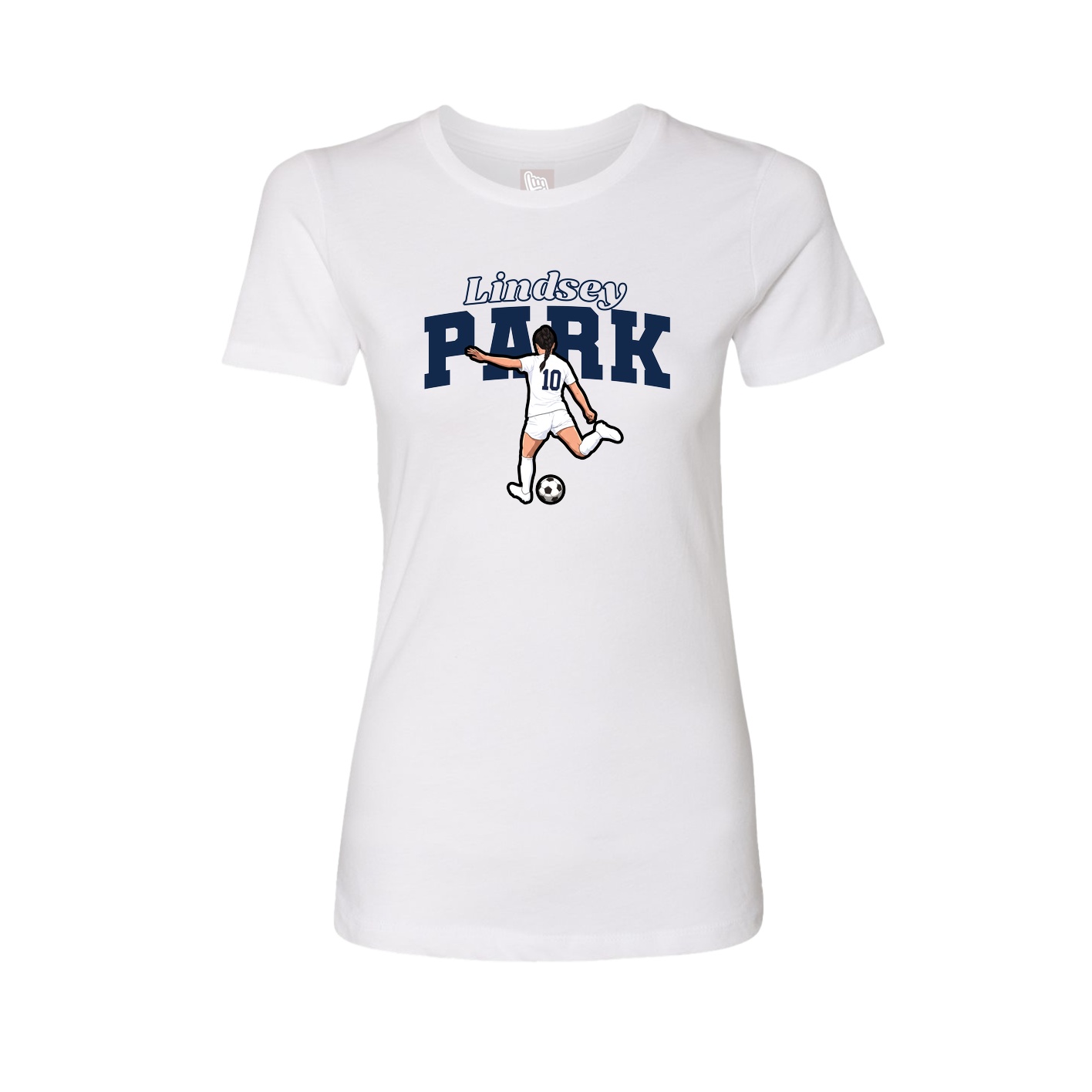 Fitted Women's Tee — Name Arch in White