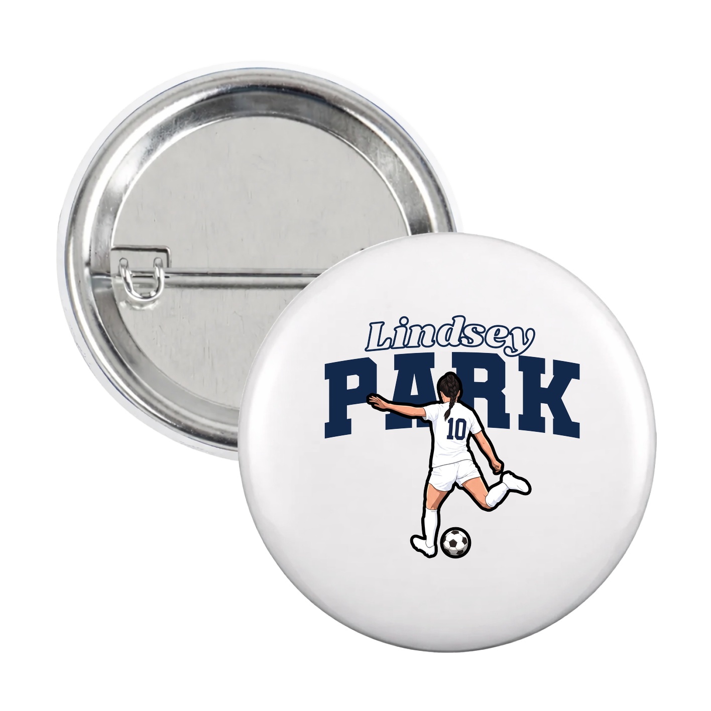 Game Day Button — Name Arch in White