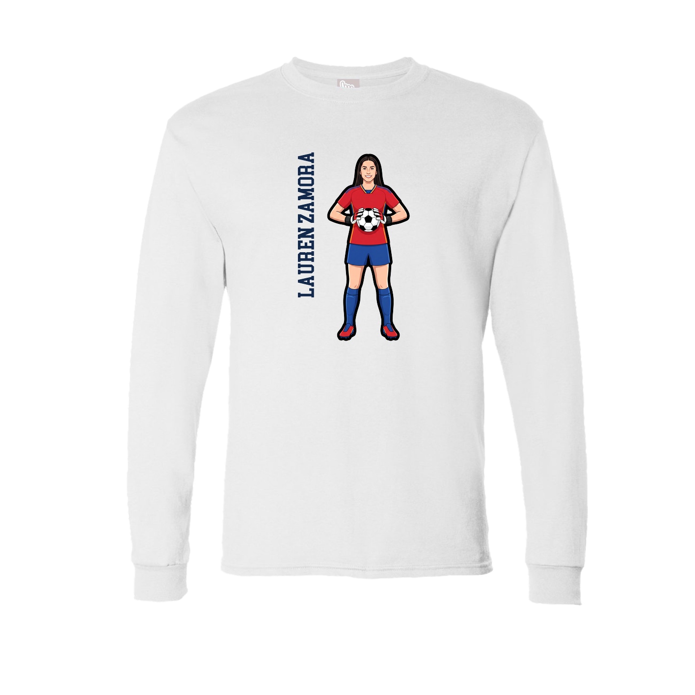 Long Sleeve Tee — Name Vertical in White