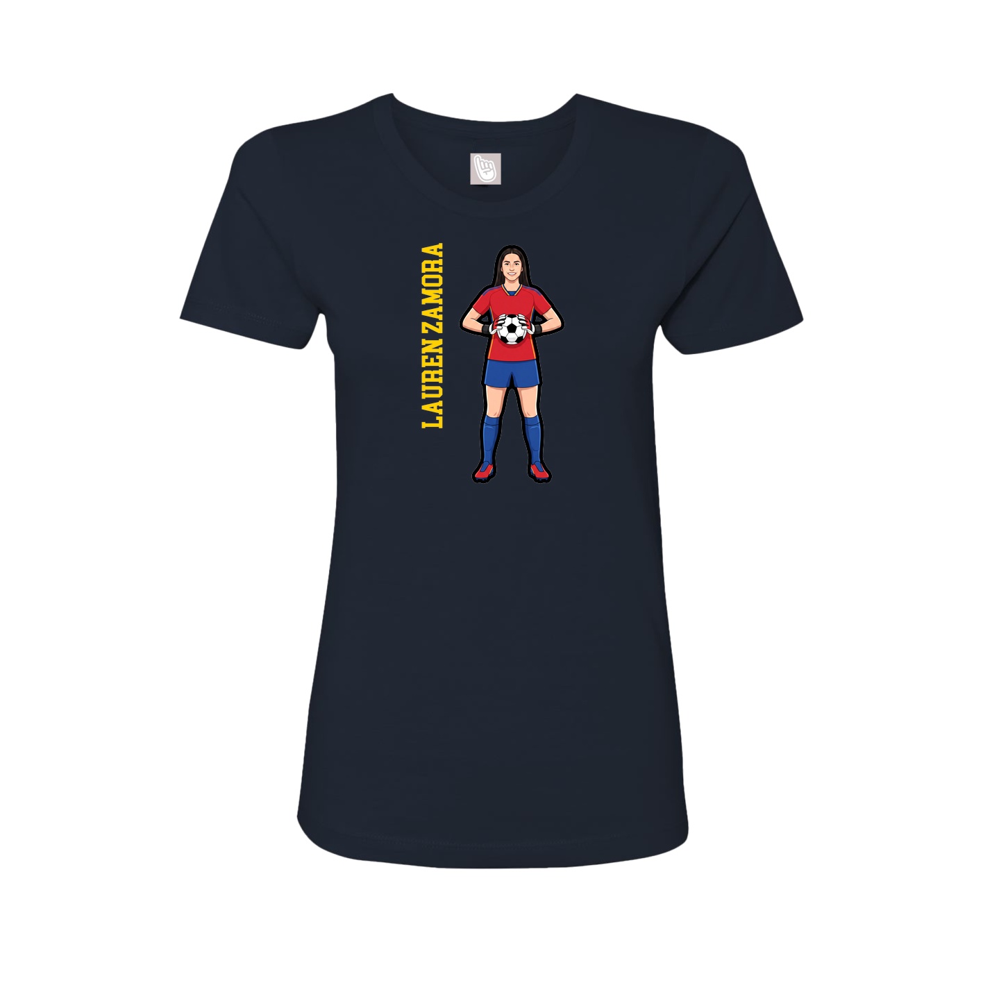 Fitted Women's Tee — Name Vertical in Navy