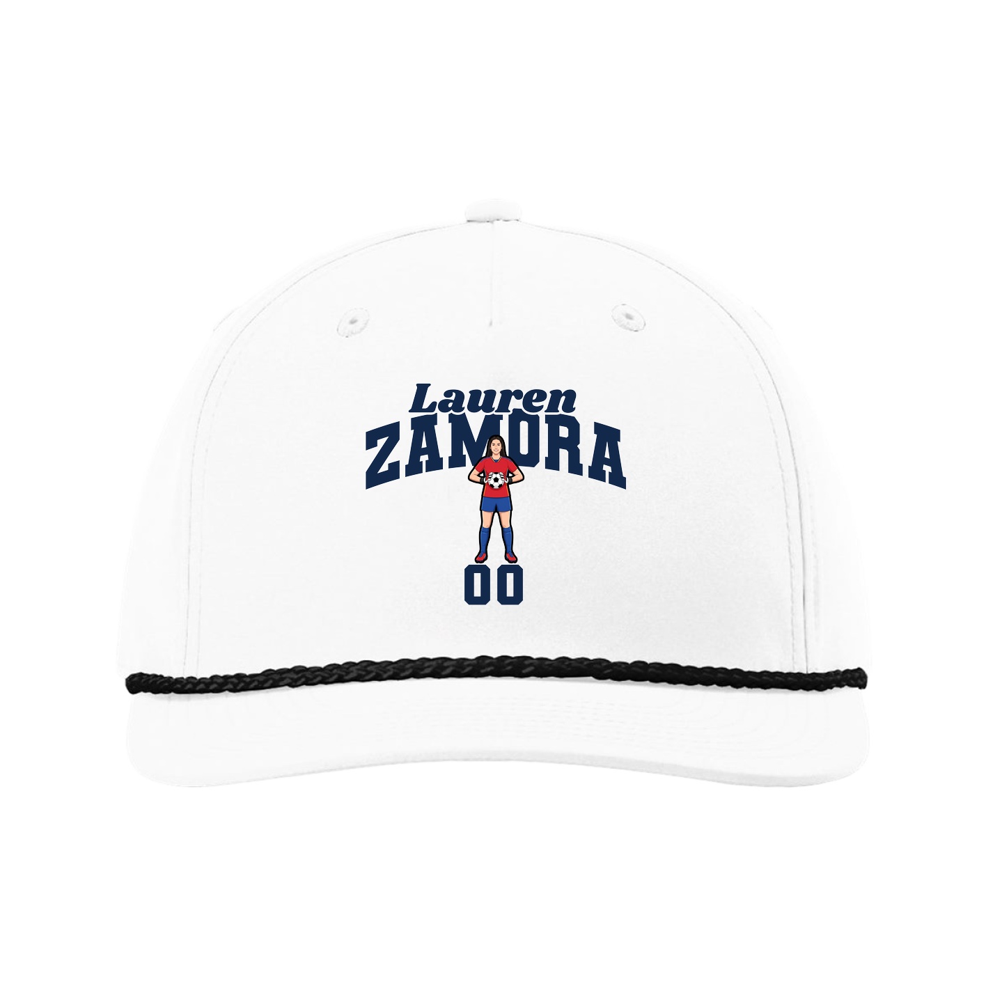 Five-Panel Classic Rope Cap — Signature Arch in White