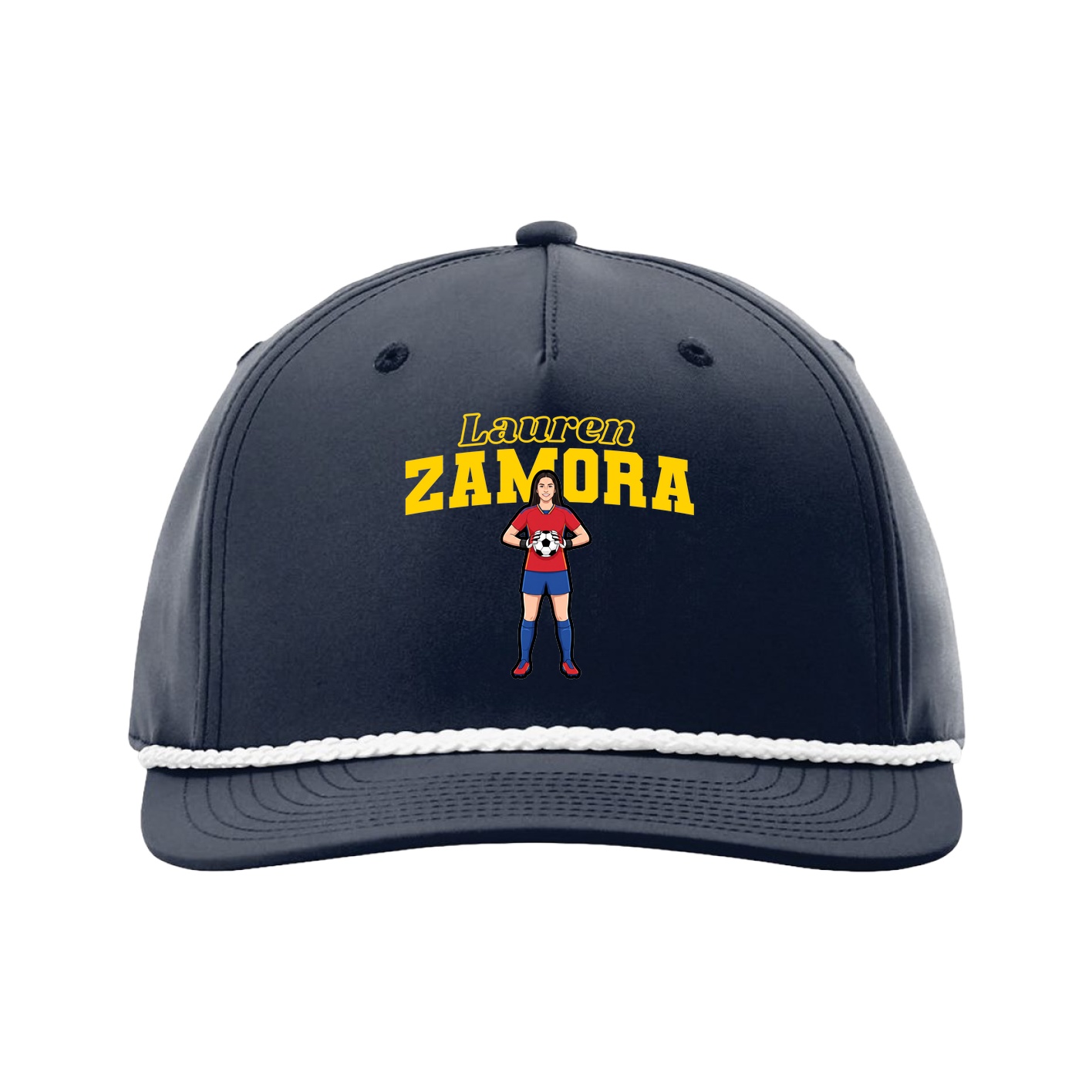 Five-Panel Classic Rope Cap — Name Arch in Navy