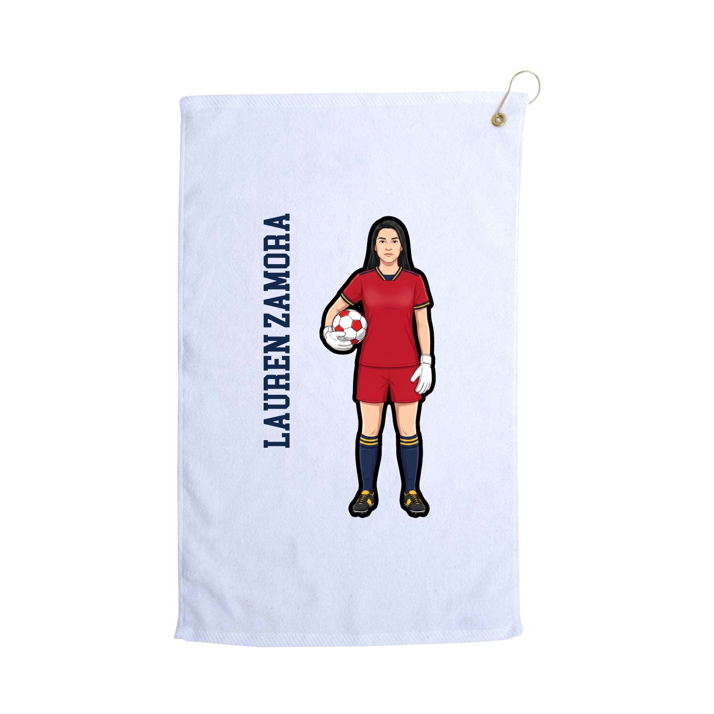 Golf Towel — Name Vertical in White