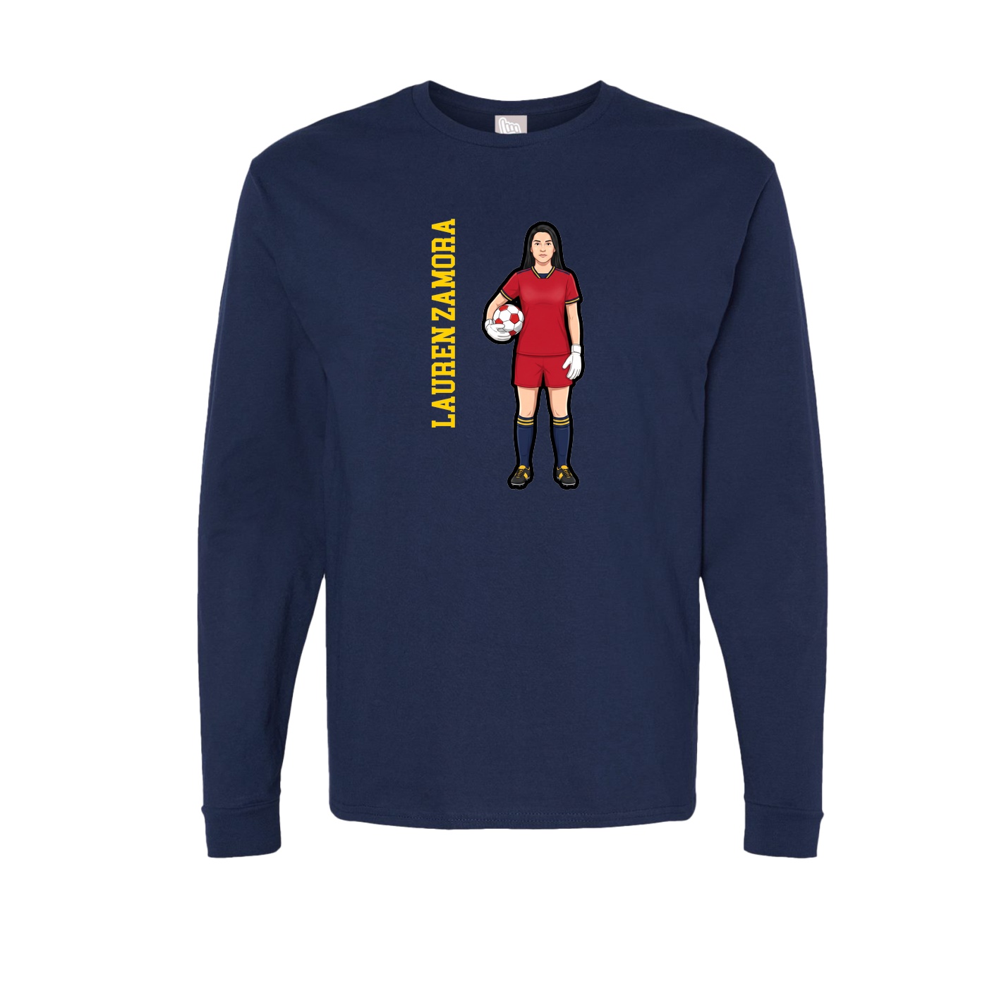 Long Sleeve Tee — Name Vertical in Navy