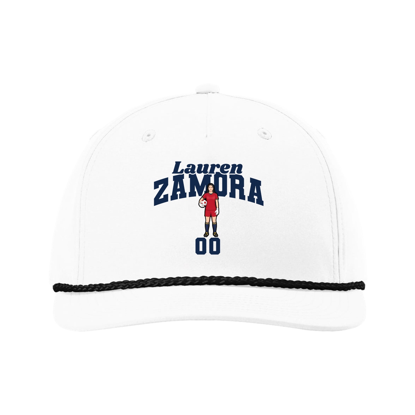 Five-Panel Classic Rope Cap — Signature Arch in White