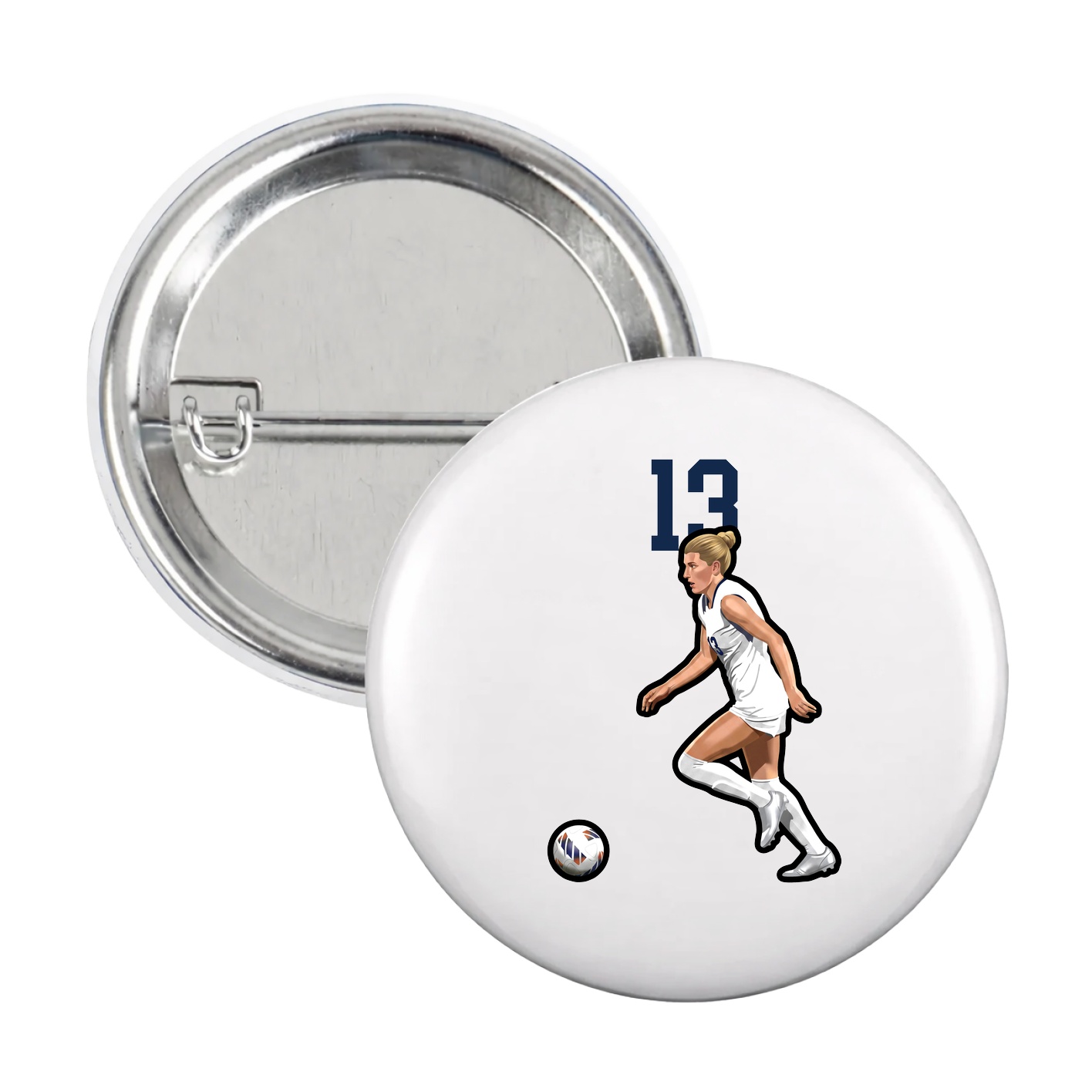 Game Day Button — Number Top in White