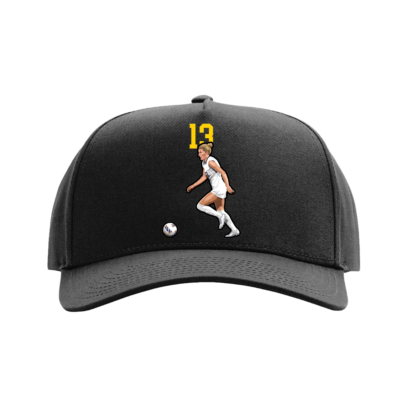 Full Fabric Five-Panel Champ Cap — Number Top in Black