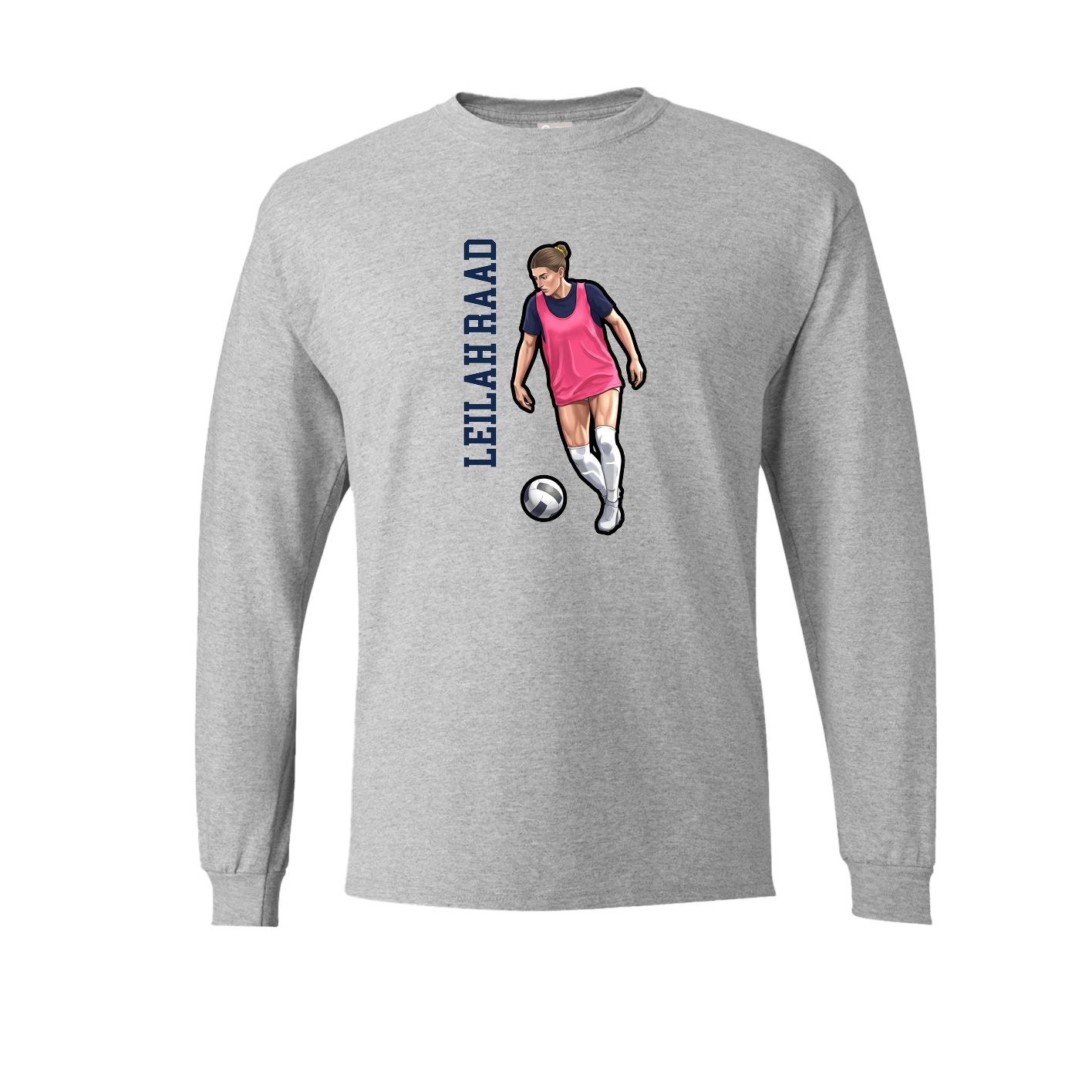 Long Sleeve Tee — Name Vertical in Grey