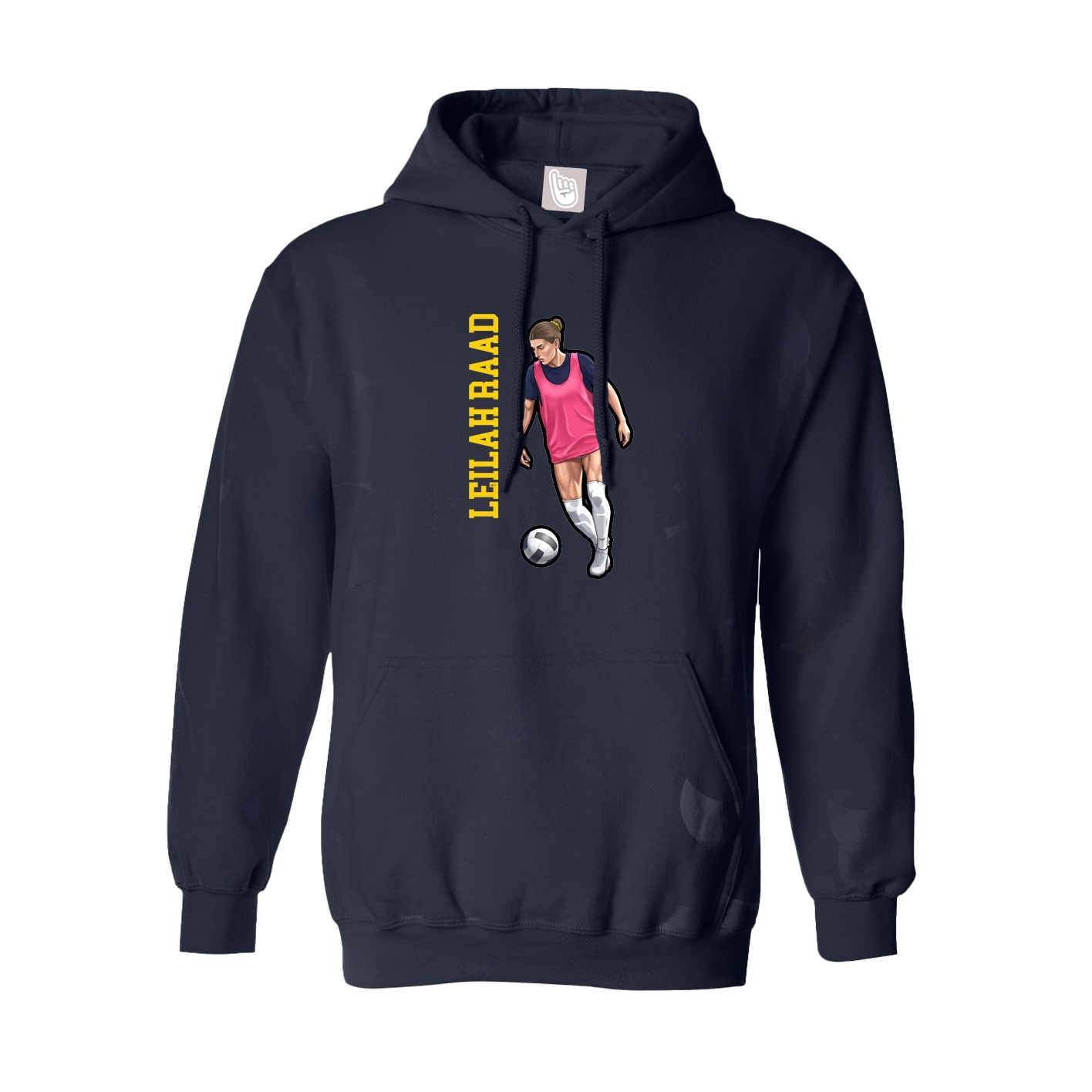 Hoodie — Name Vertical in Navy