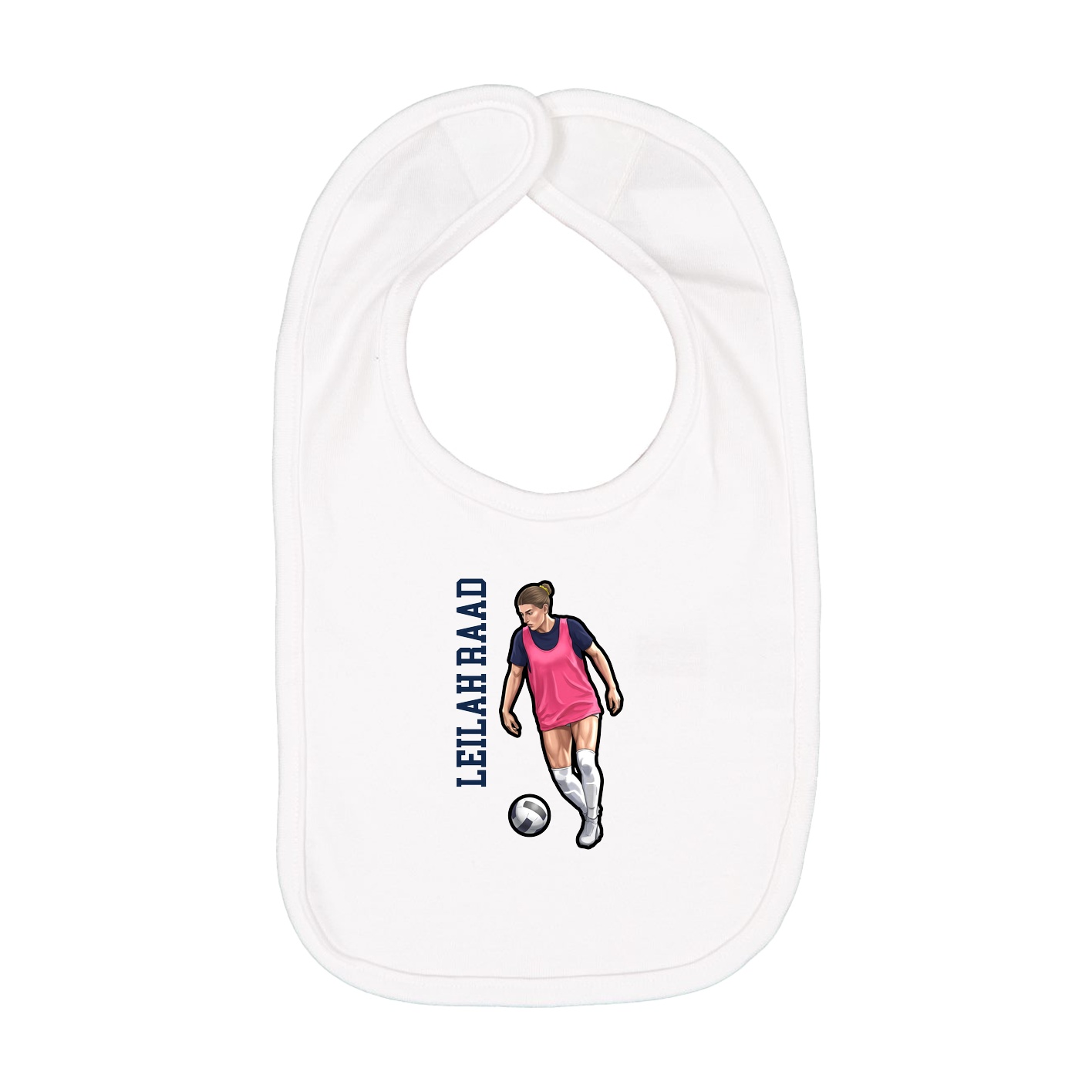 Infant Bib — Name Vertical in White