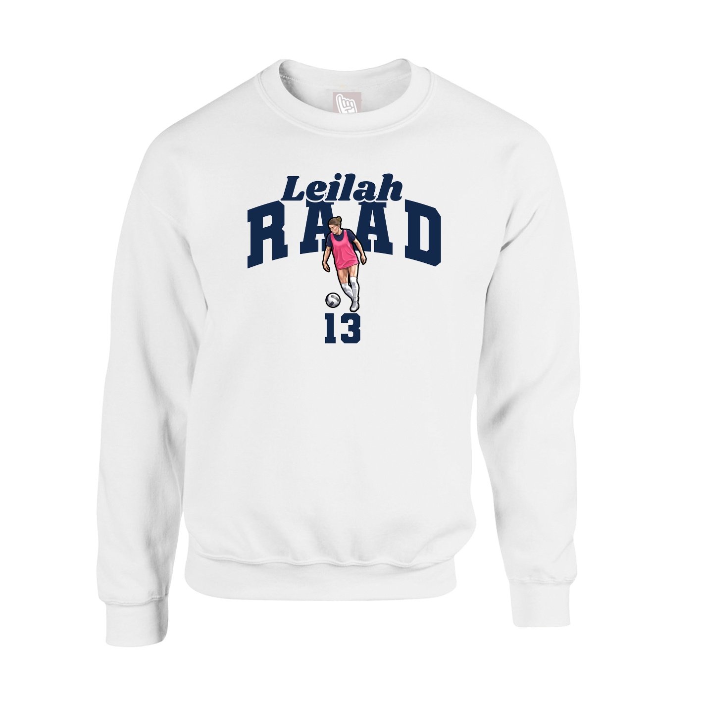 Fleece Crew — Signature Arch in White