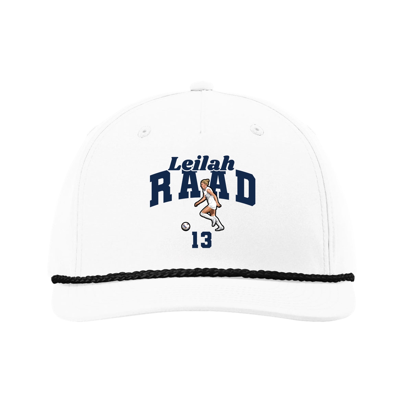 Five-Panel Classic Rope Cap — Signature Arch in White