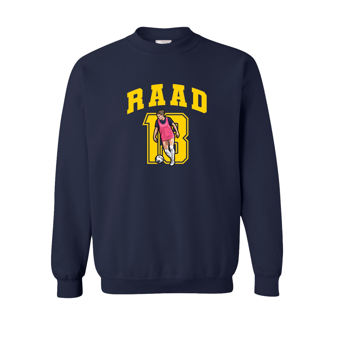 Fleece Crew — Number in Navy