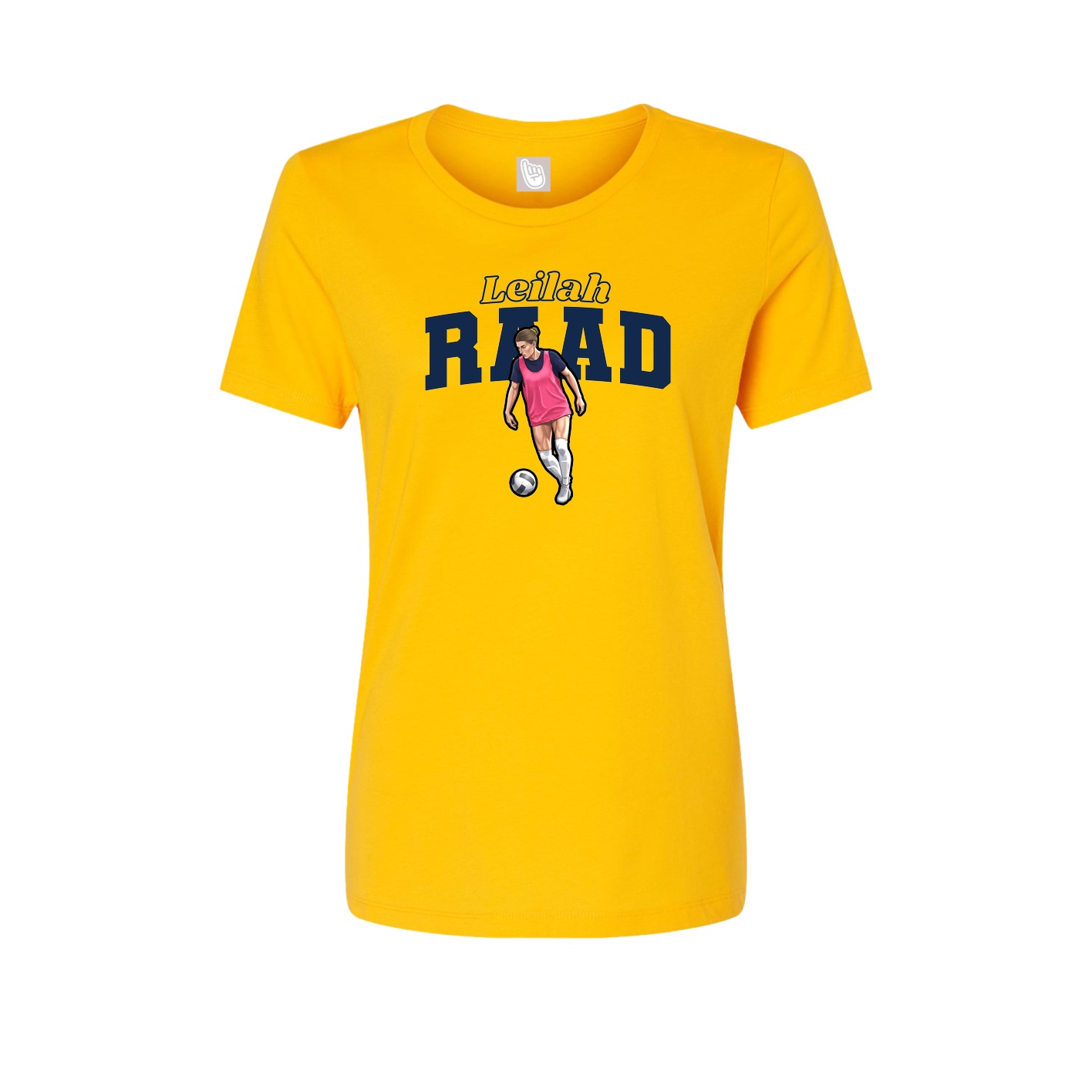 Fitted Women's Tee — Name Arch in Gold