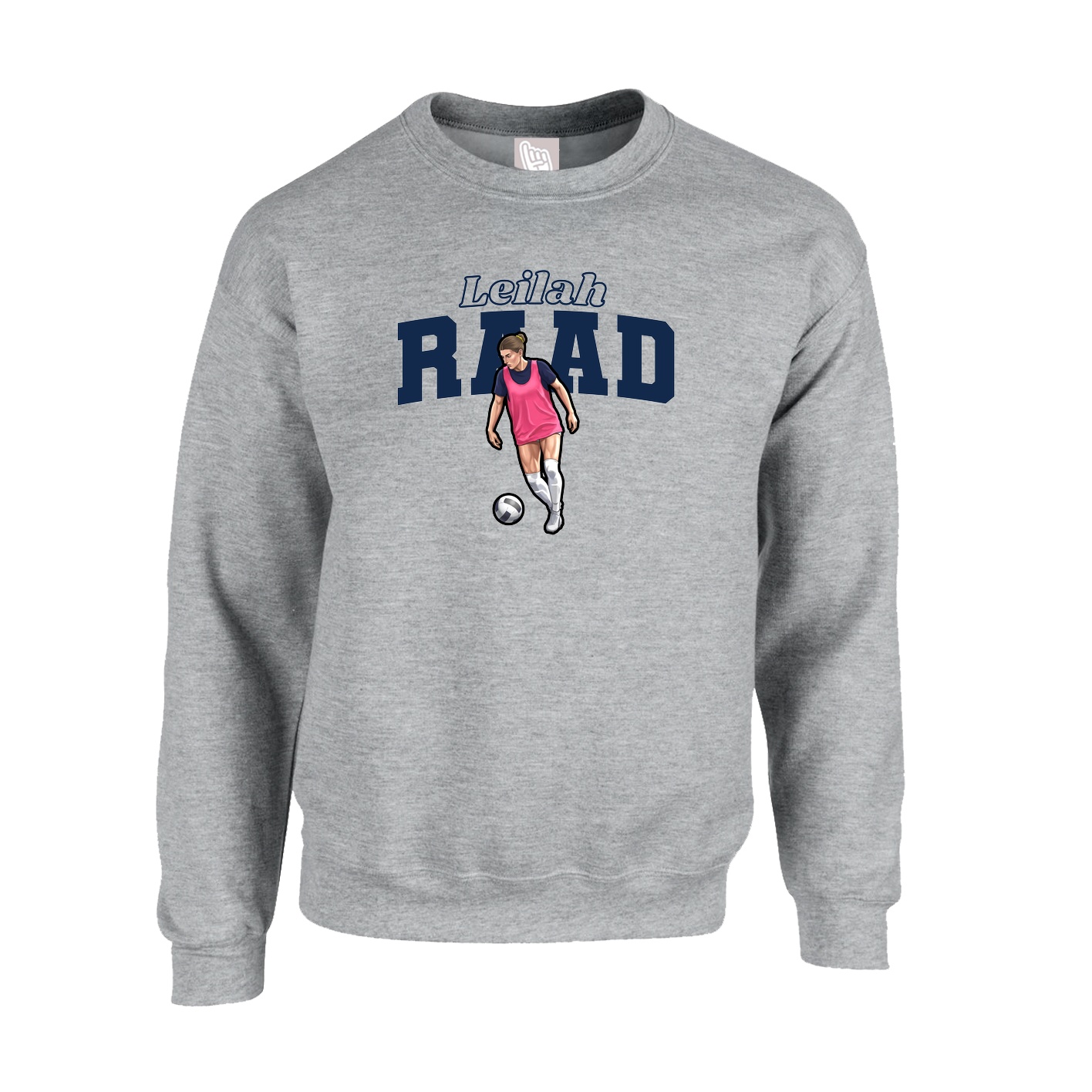 Fleece Crew — Name Arch in Grey
