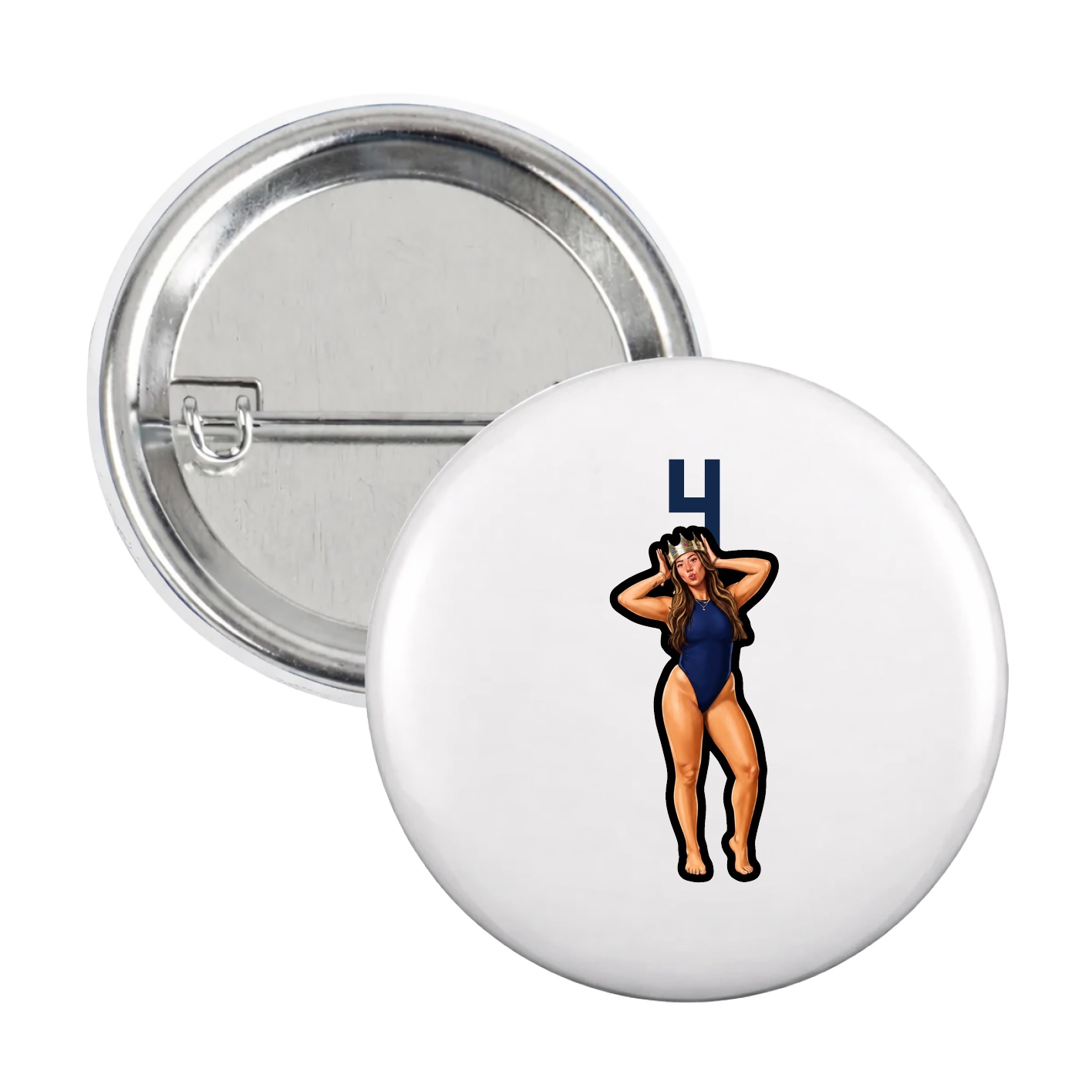 Game Day Button — Number Top in White