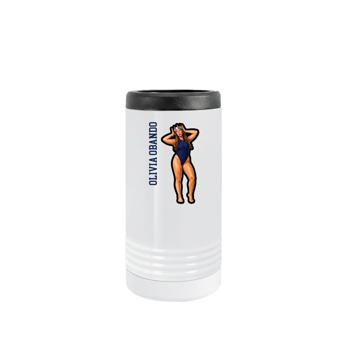 Slim Beverage Holder — Name Vertical in White