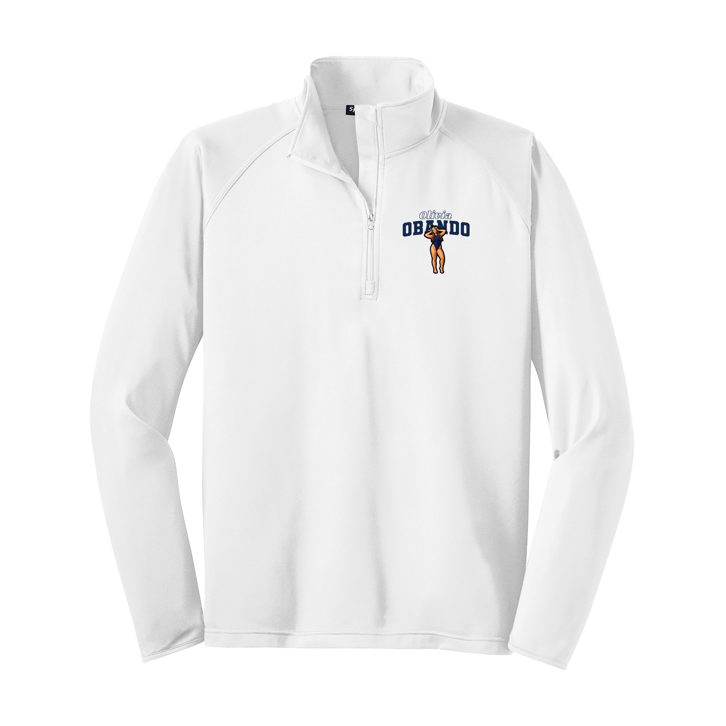 Q-Zip Pullover — Name Arch in White