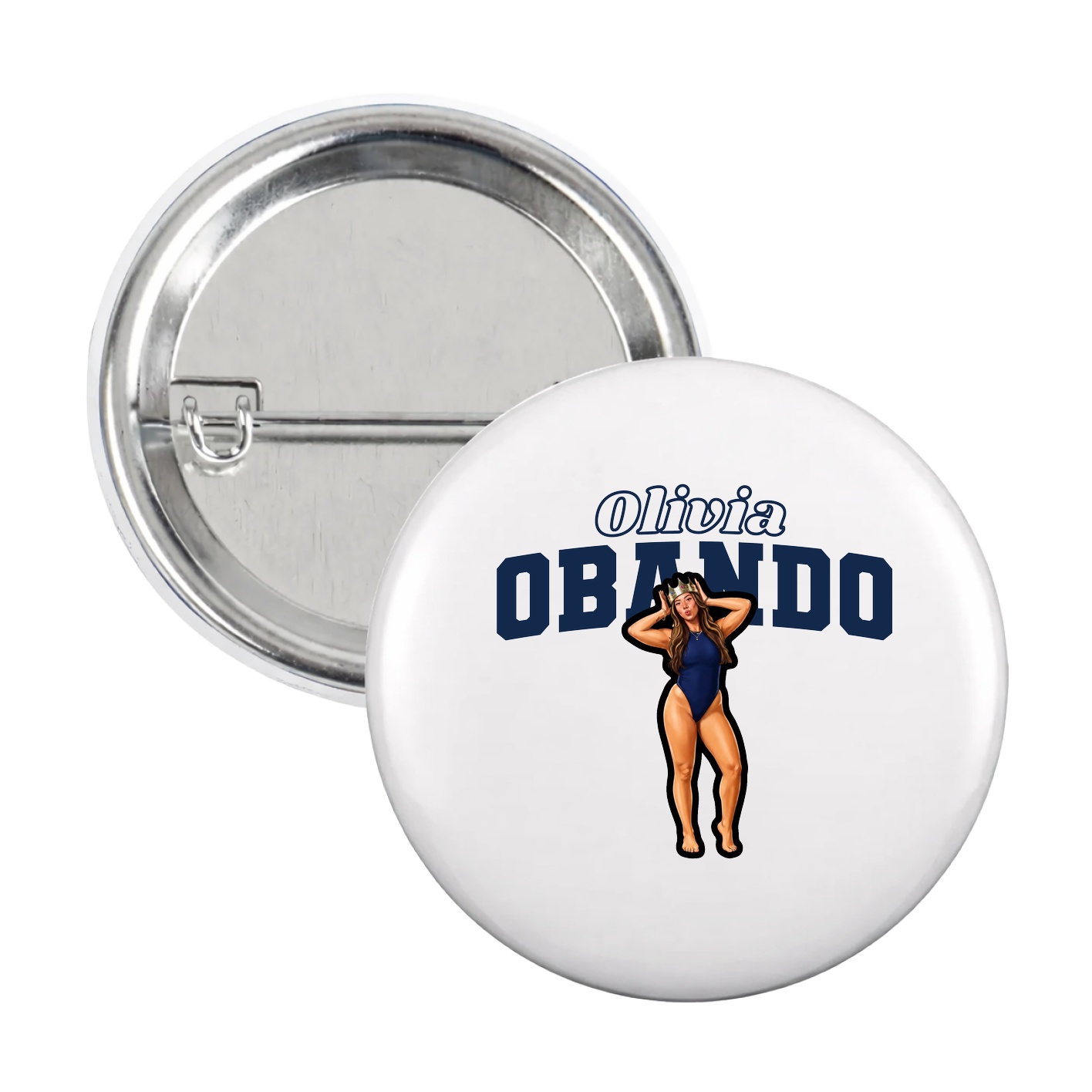 Game Day Button — Name Arch in White