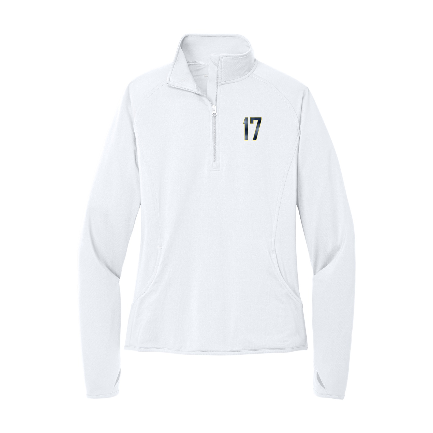 Women's Q-Zip Pullover — Front Shirsy in White