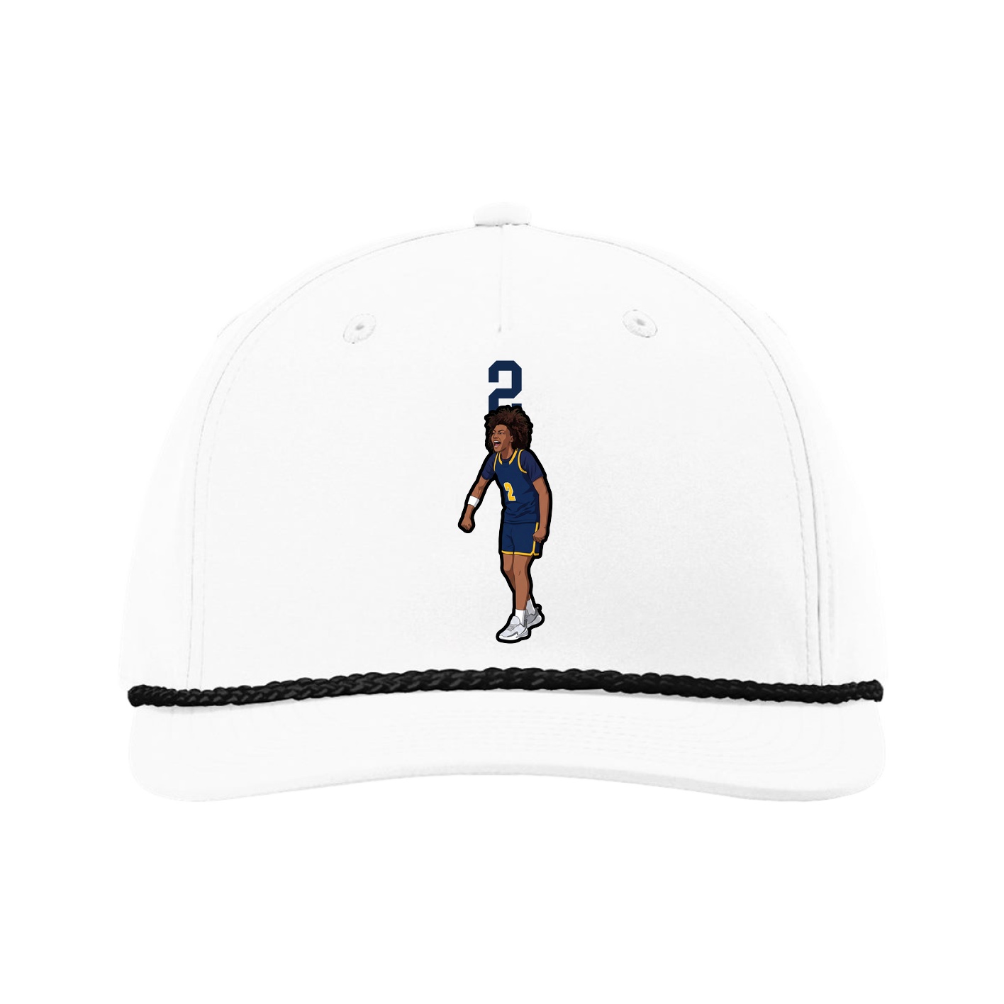 Five-Panel Classic Rope Cap — Number Top in White