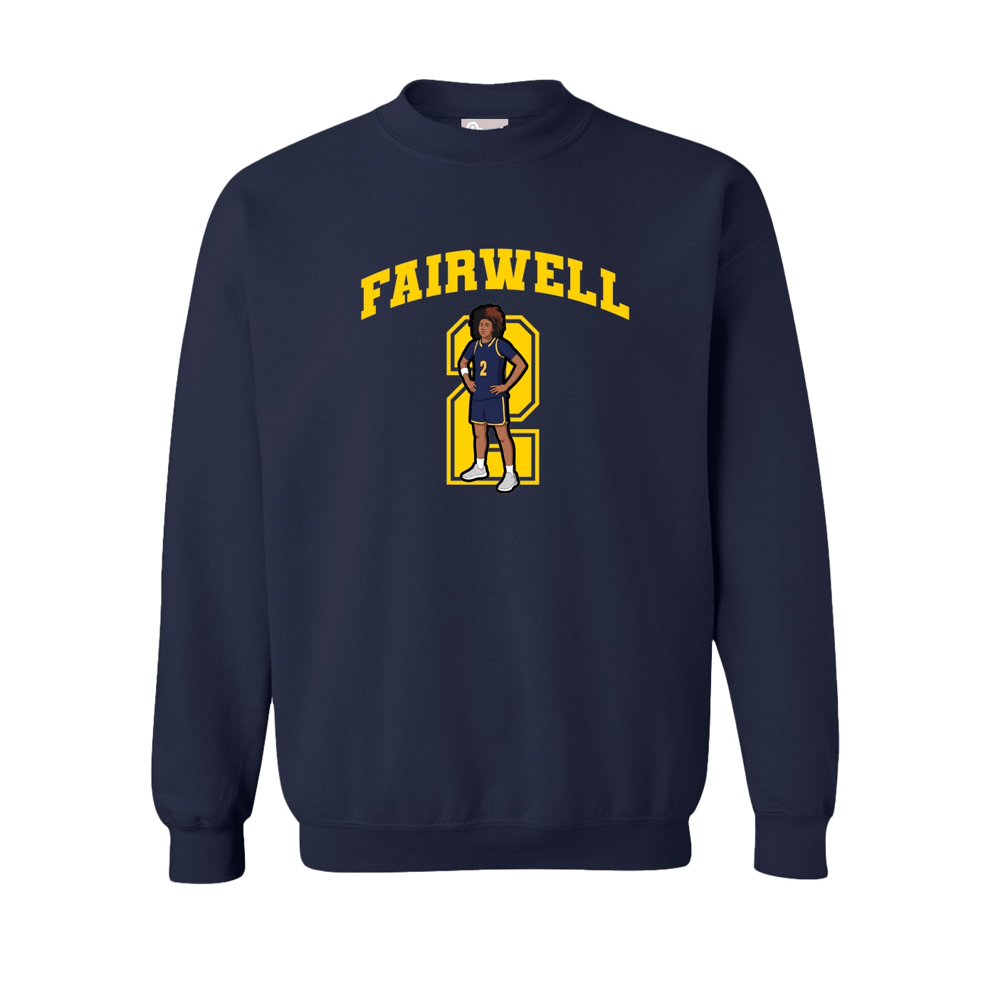Fleece Crew — Number in Navy