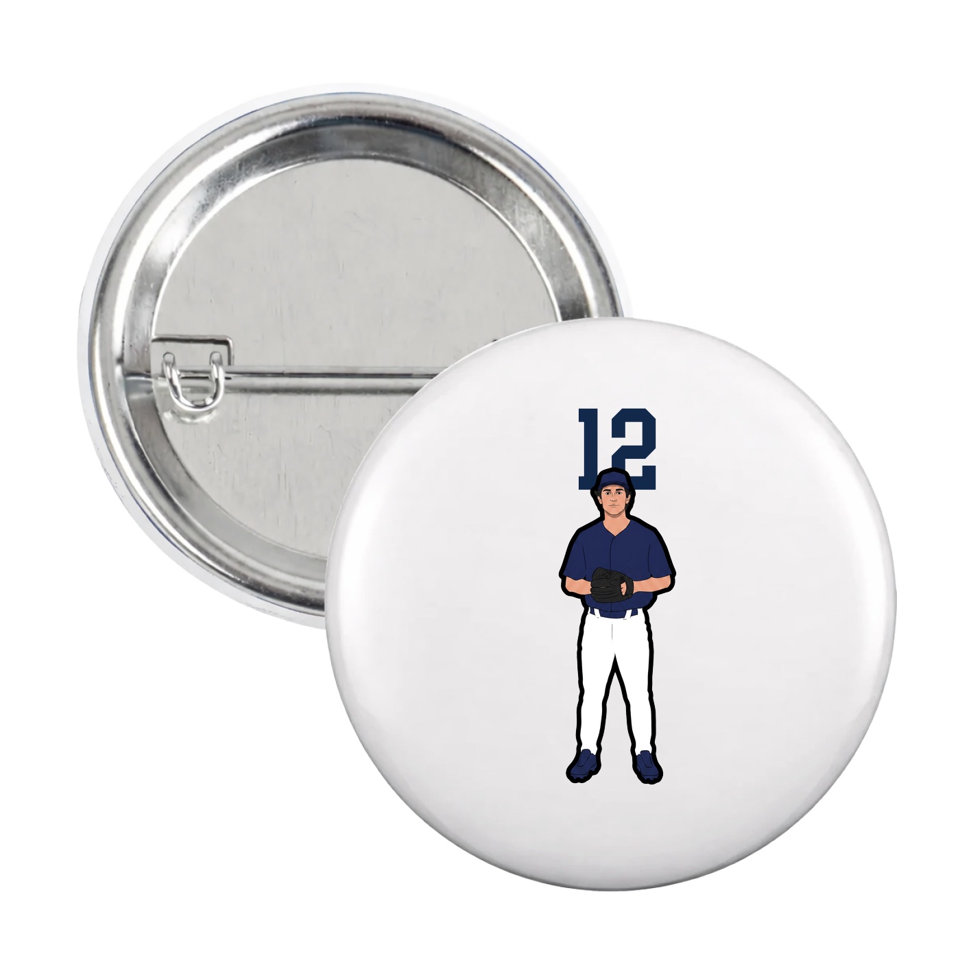 Game Day Button — Number Top in White