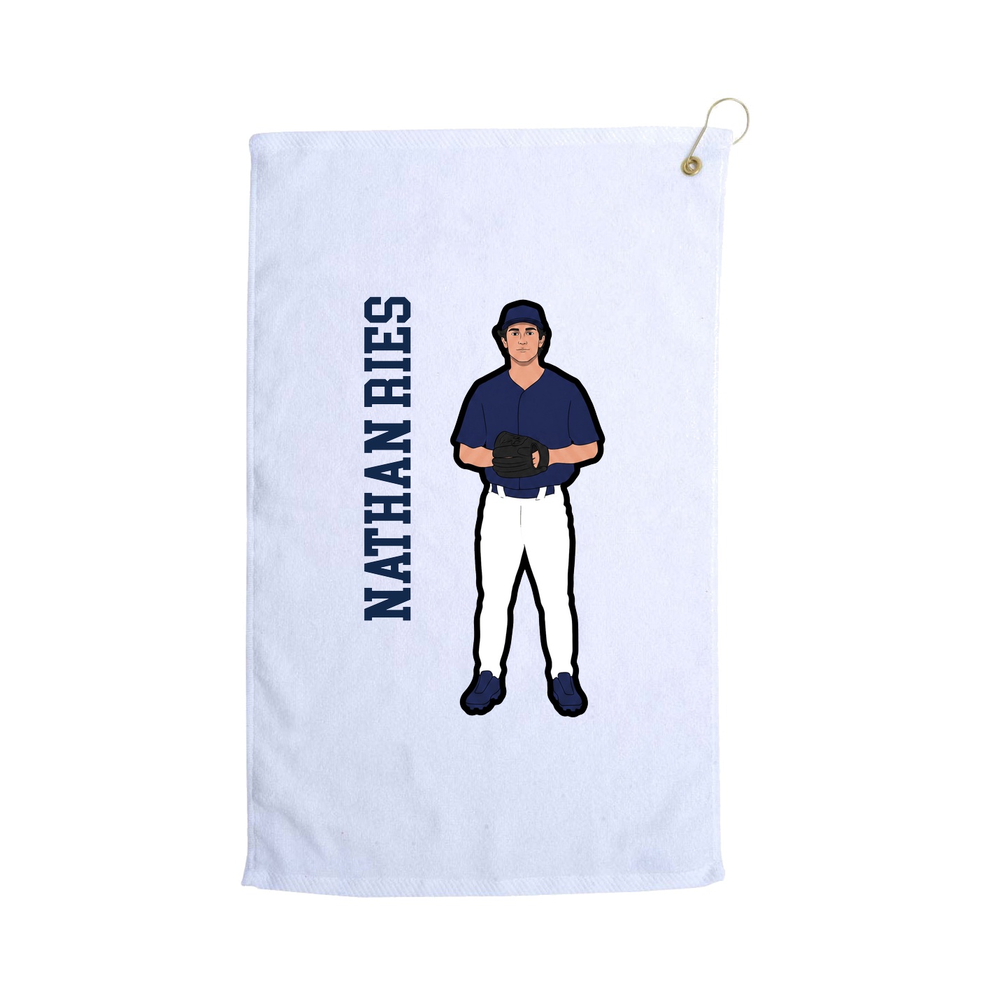 Golf Towel — Name Vertical in White