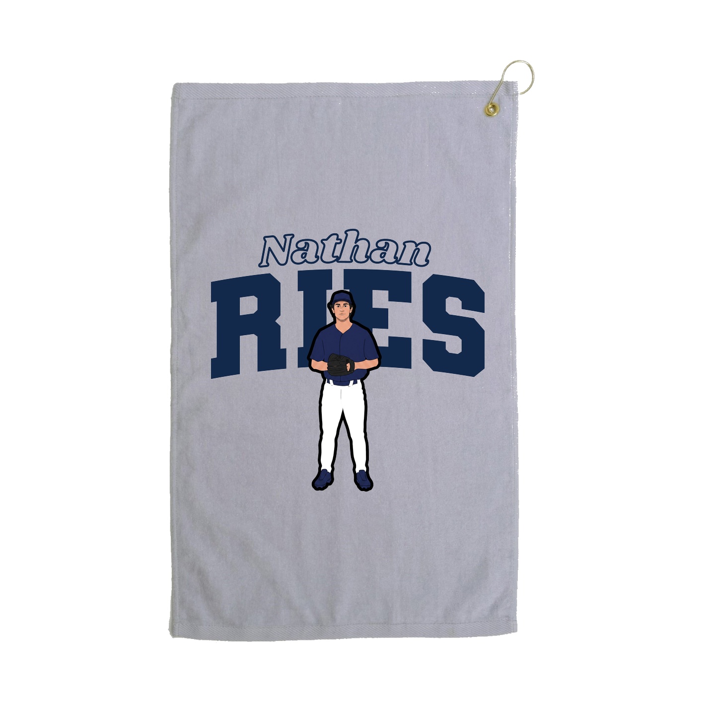 Golf Towel — Name Arch in Grey