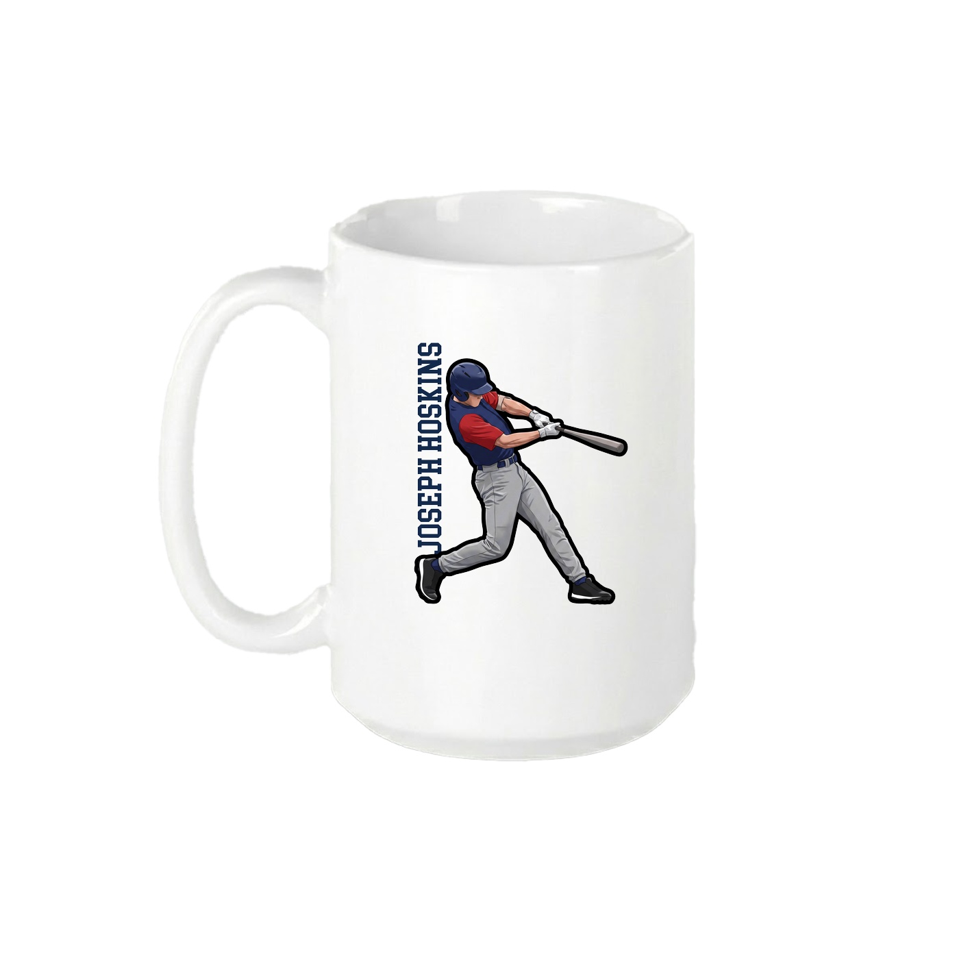 15oz Coffee Mug — Name Vertical in White