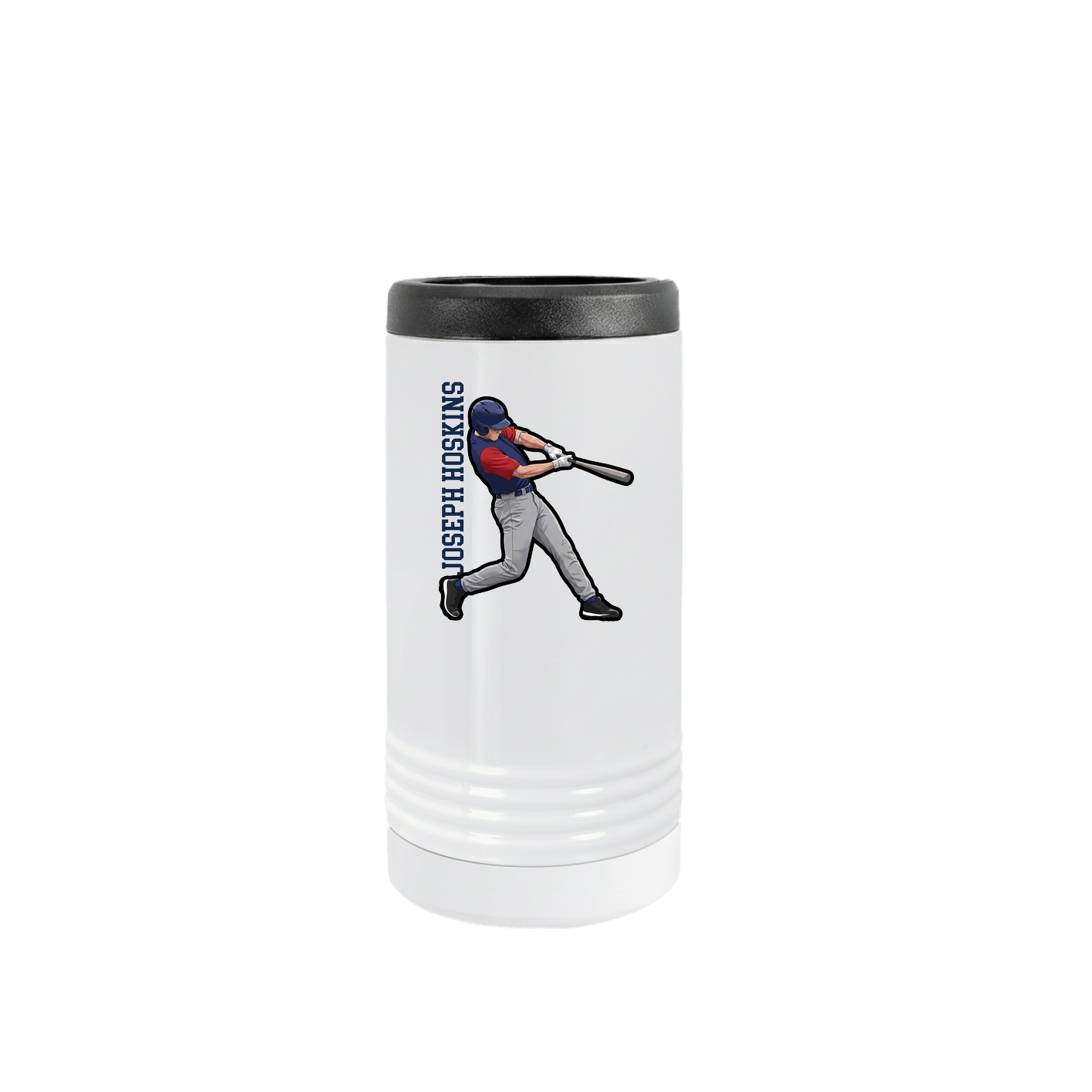 Slim Beverage Holder — Name Vertical in White