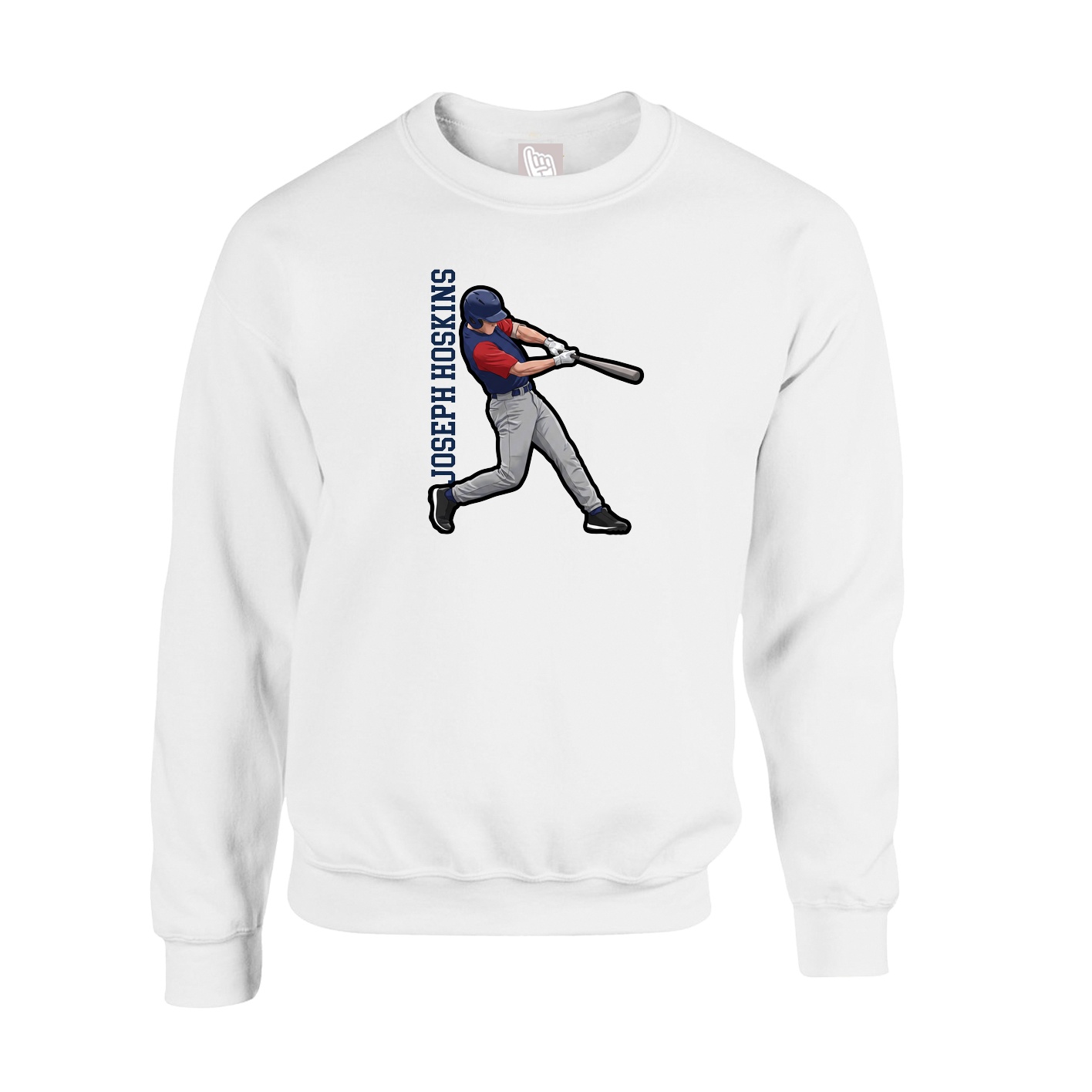 Fleece Crew — Name Vertical in White