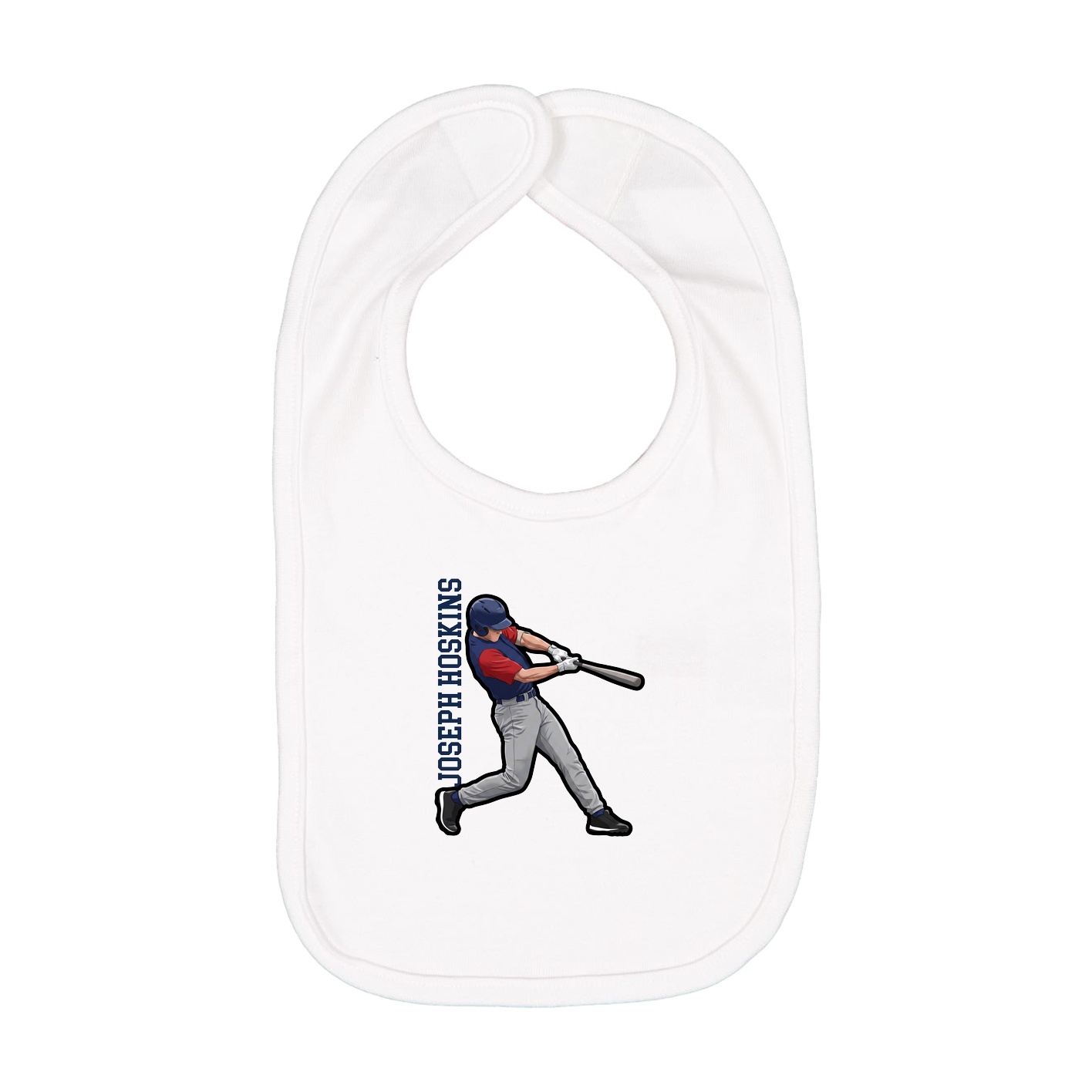 Infant Bib — Name Vertical in White