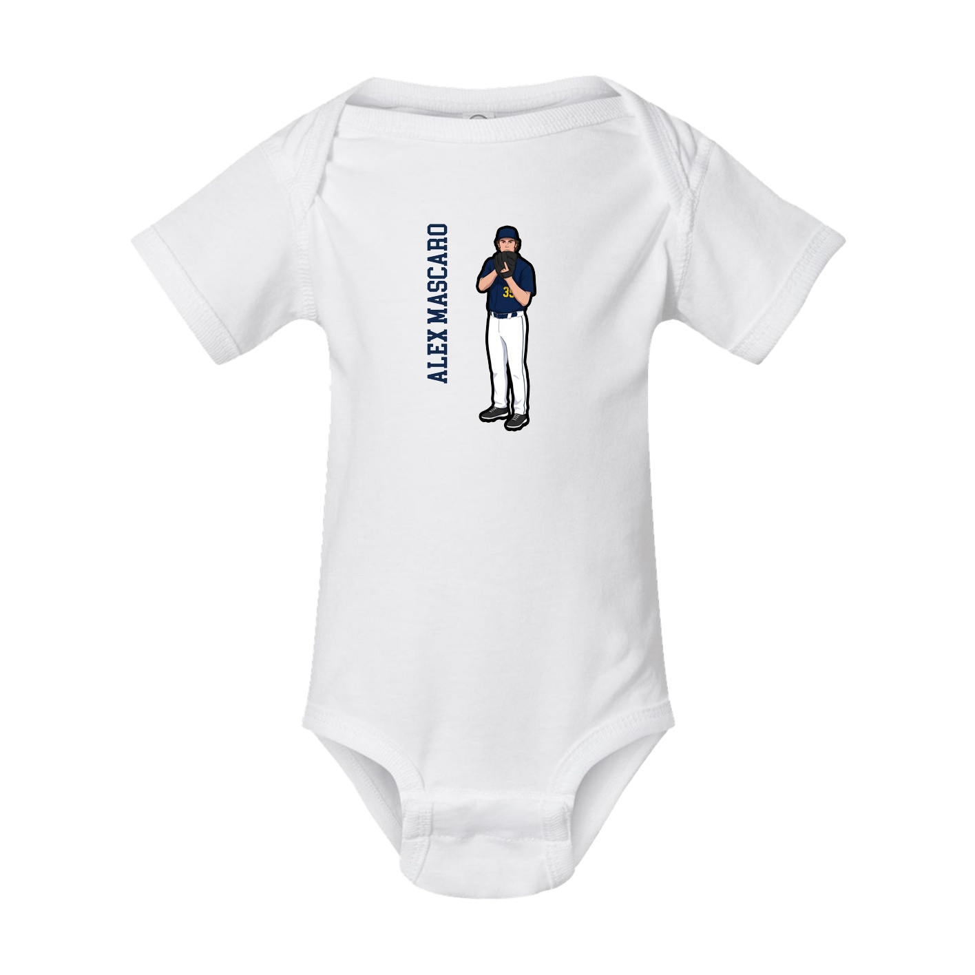 Baby Onesie — Name Vertical in White