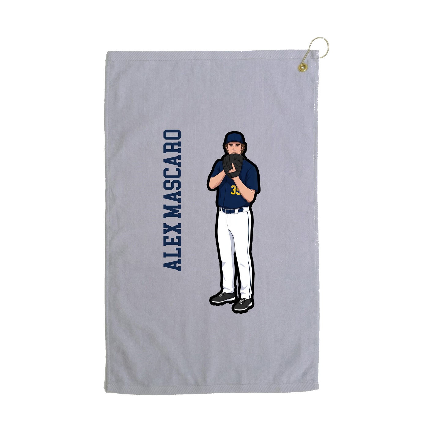 Golf Towel — Name Vertical in Grey