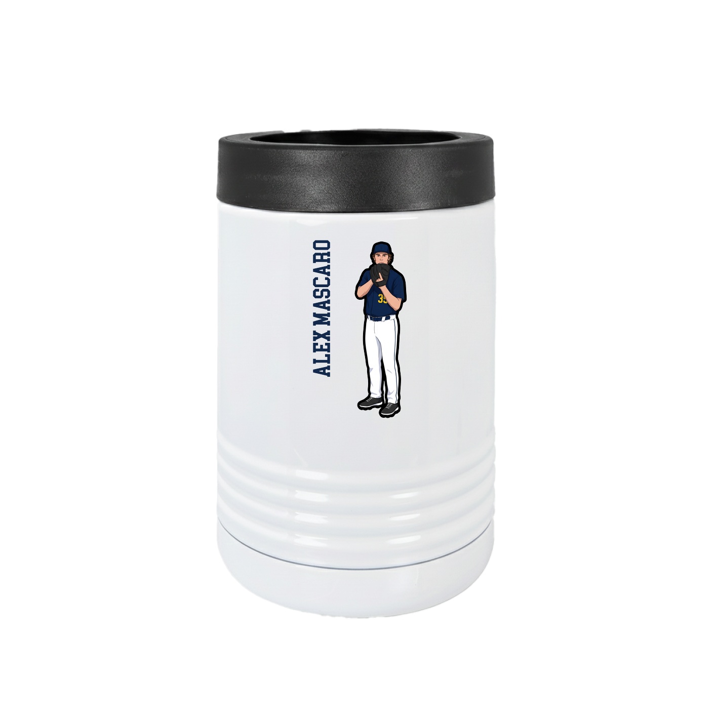 Beverage Holder — Name Vertical in White
