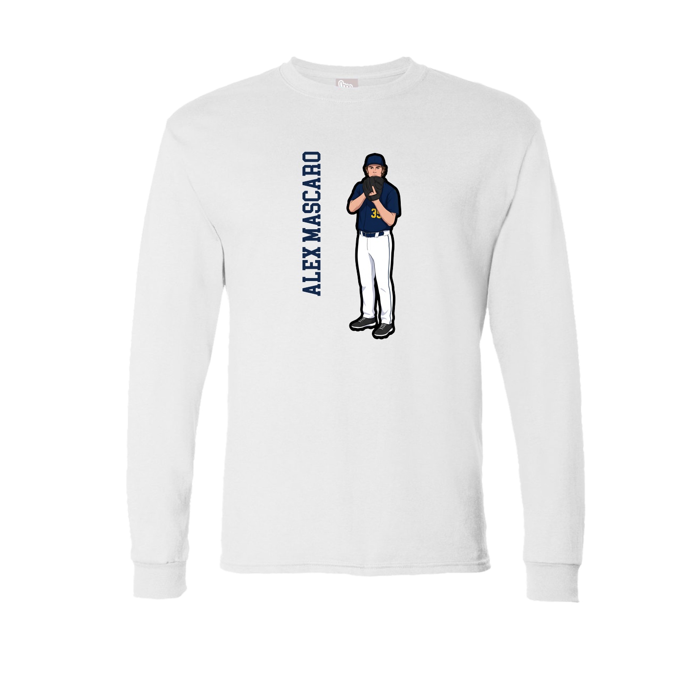 Long Sleeve Tee — Name Vertical in White