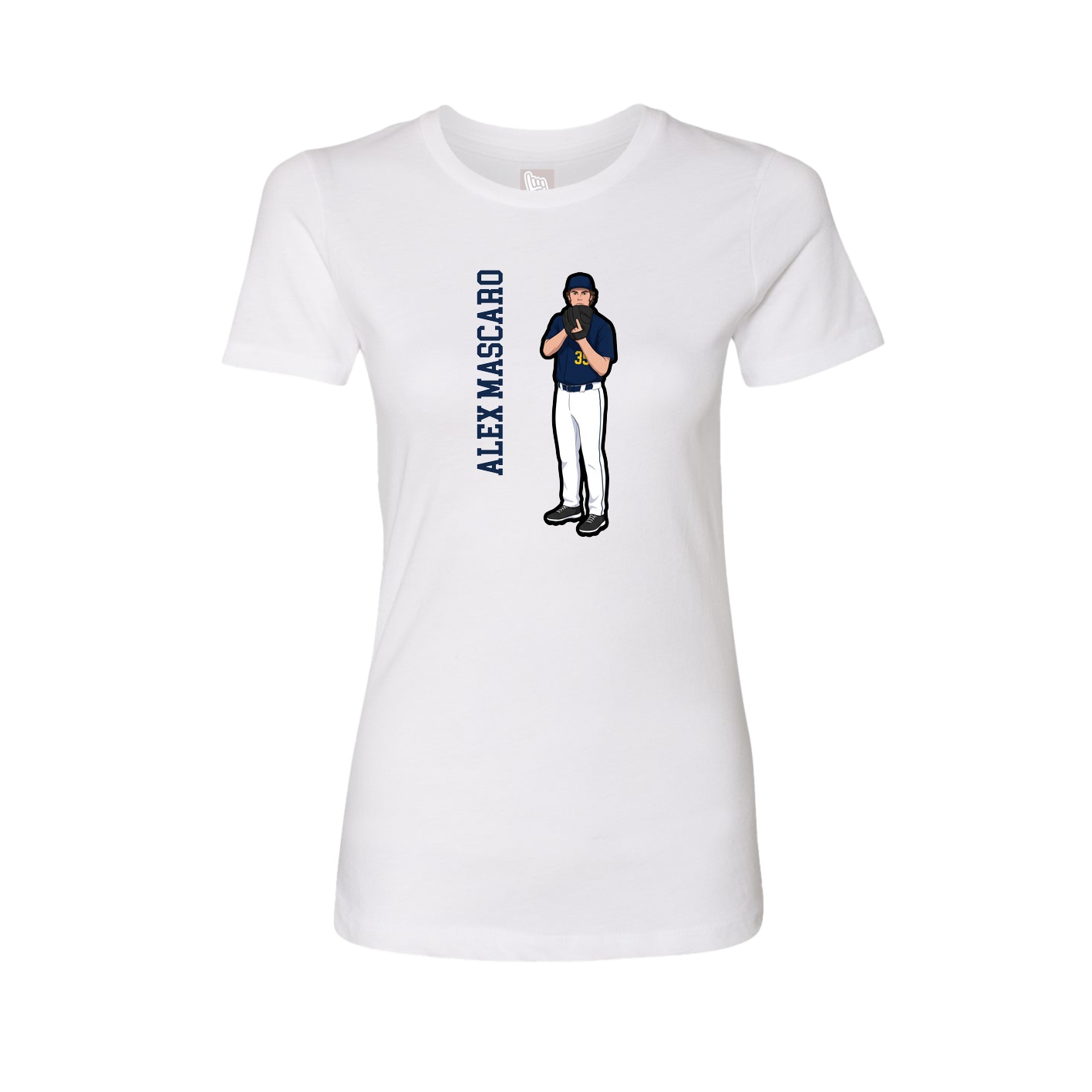 Fitted Women's Tee — Name Vertical in White