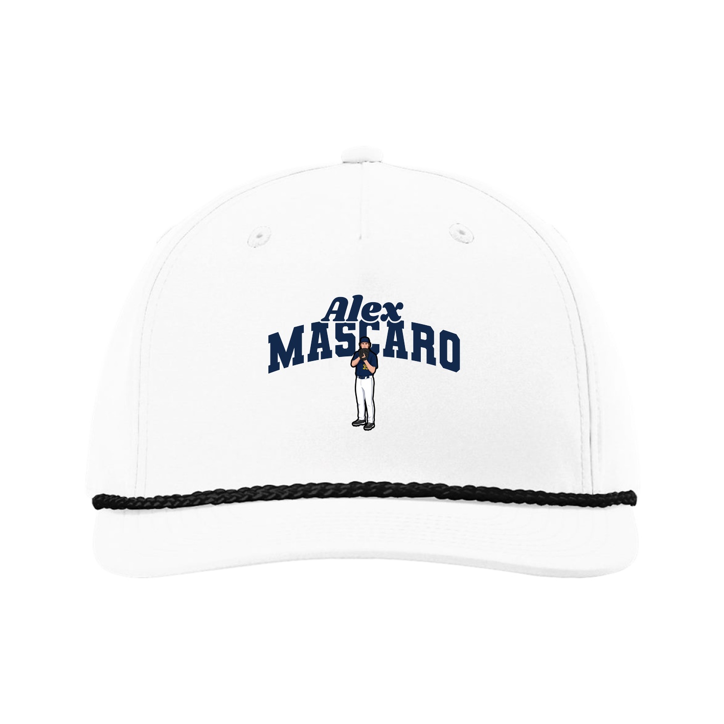 Five-Panel Classic Rope Cap — Signature Arch in White