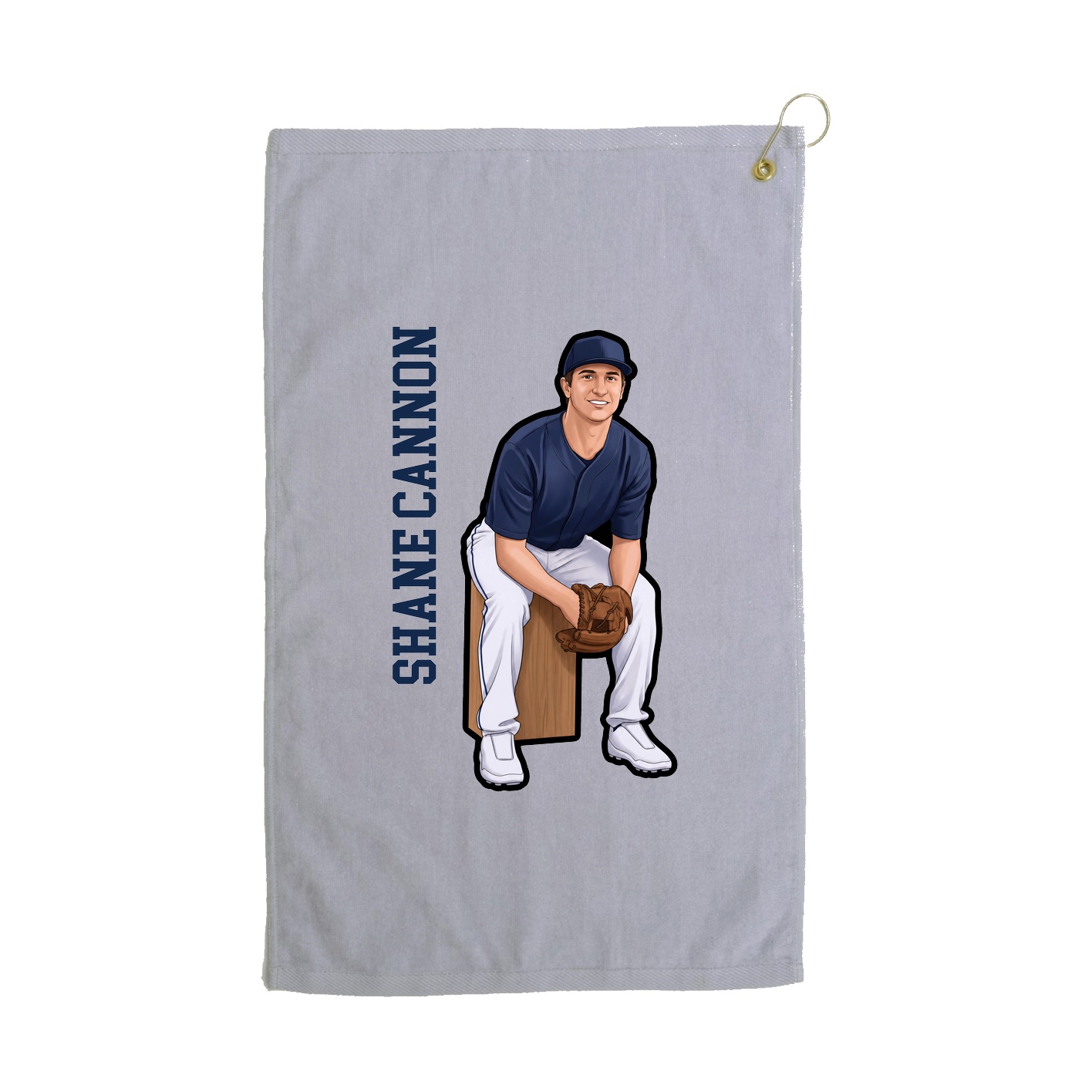 Golf Towel — Name Vertical in Grey