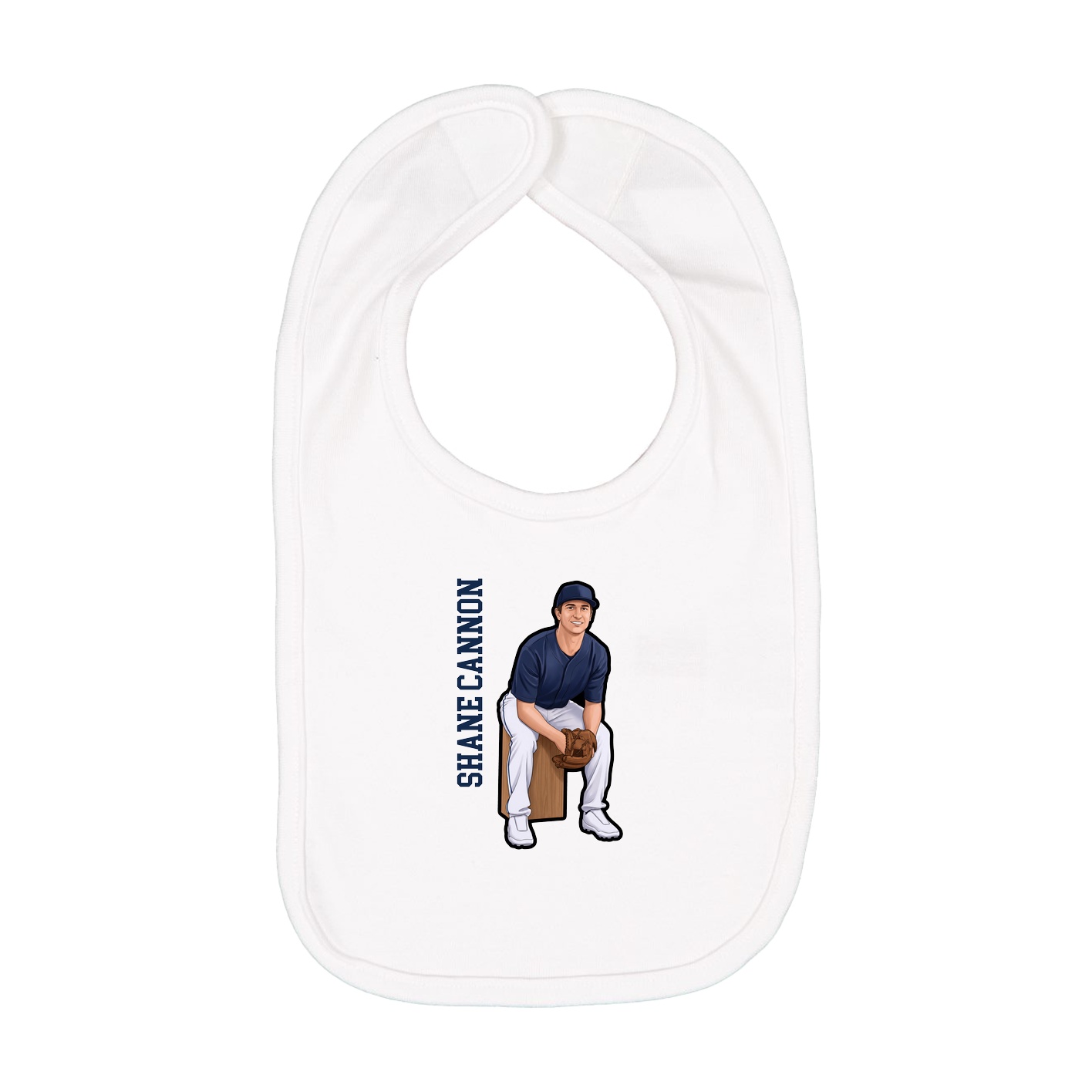 Infant Bib — Name Vertical in White