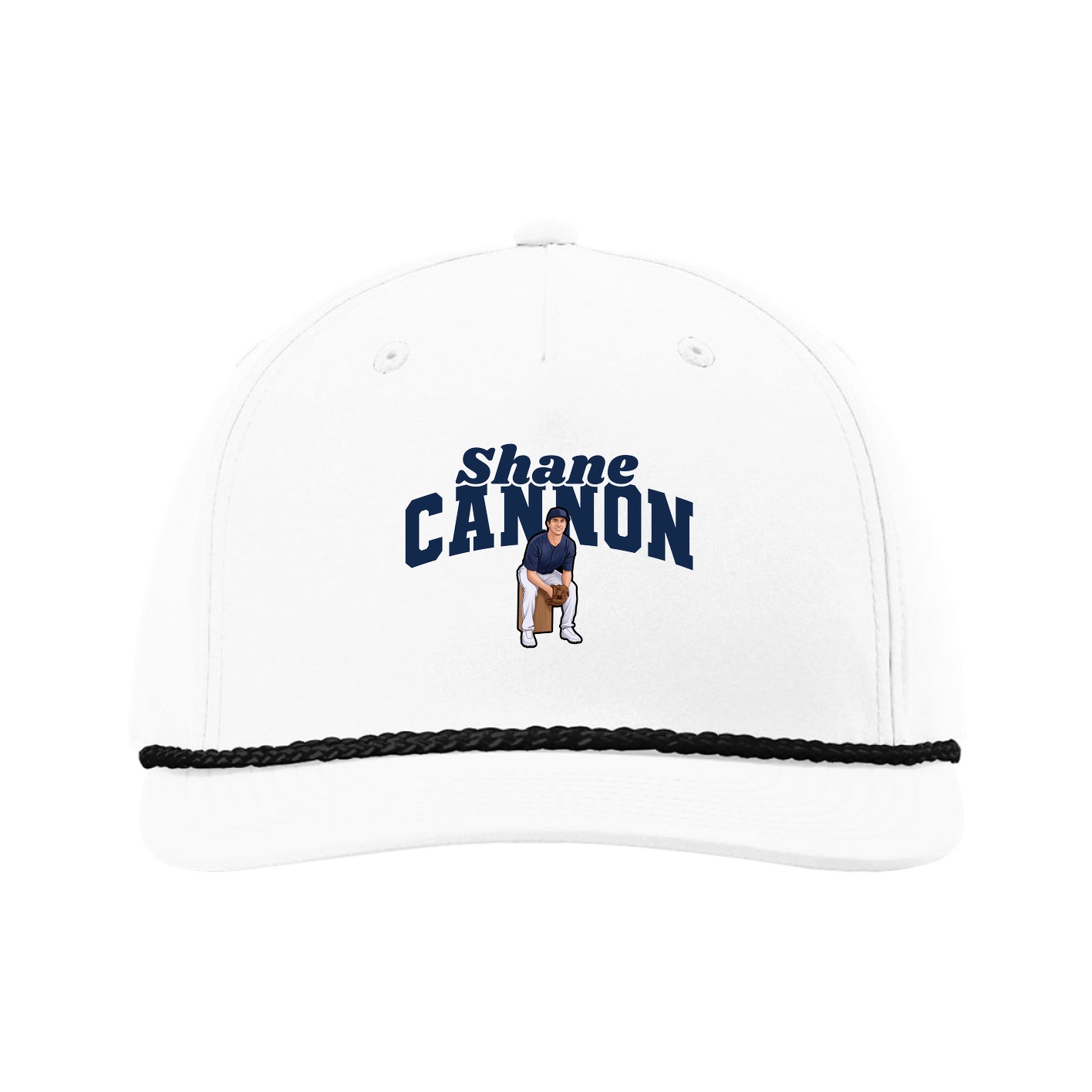 Five-Panel Classic Rope Cap — Signature Arch in White