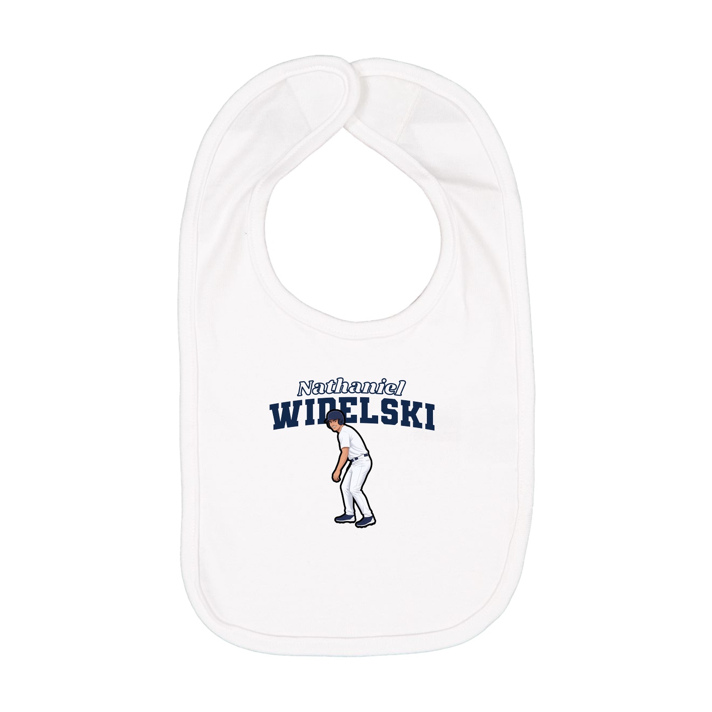 Infant Bib — Name Arch in White