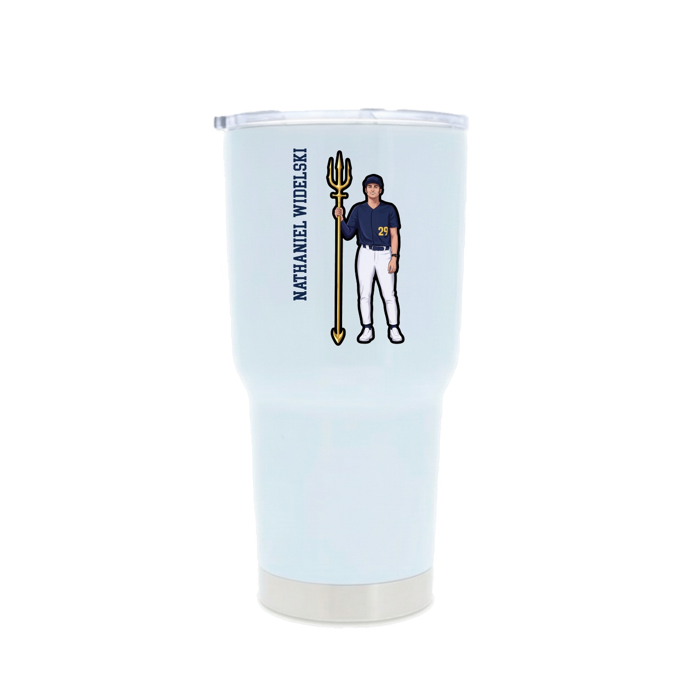 30oz Stainless Steel Tumbler — Name Vertical in White