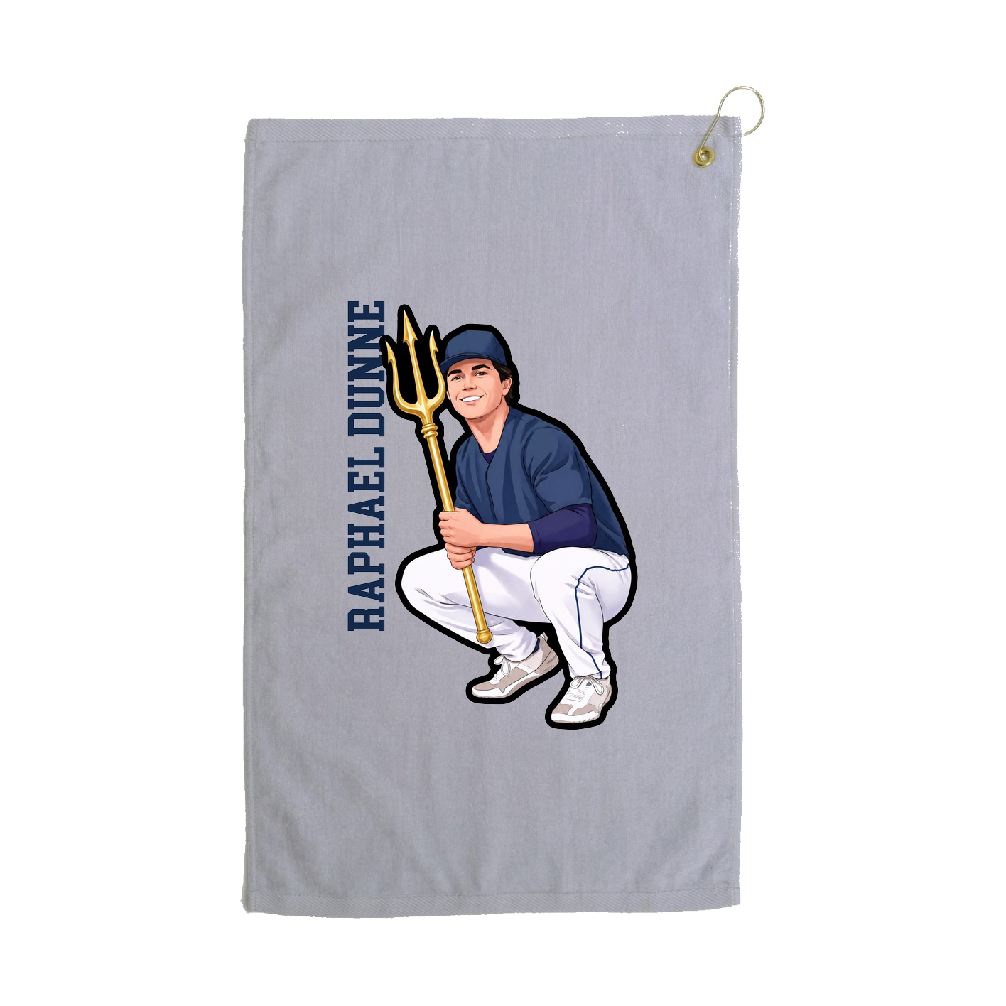 Golf Towel — Name Vertical in Grey